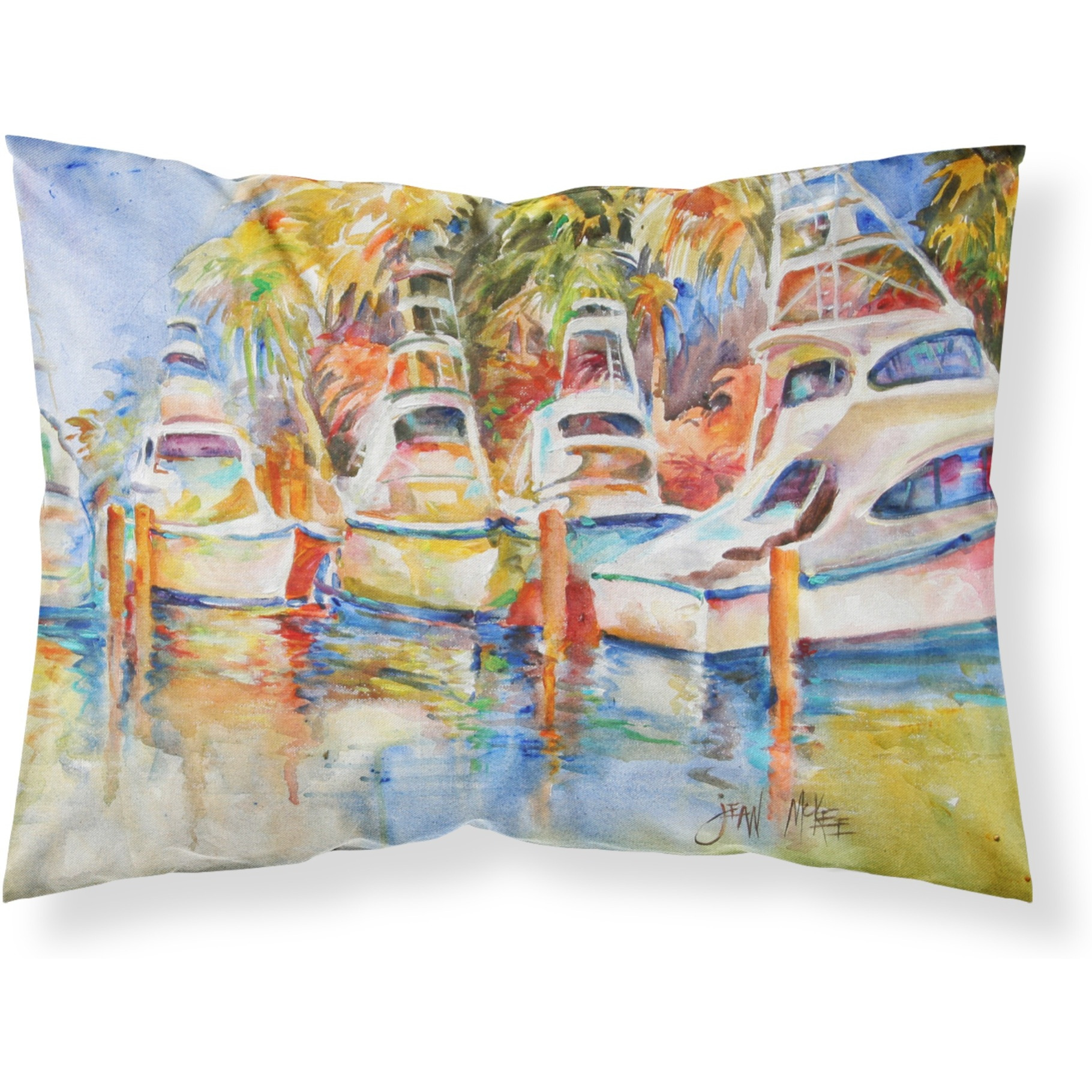 &quotCaroline's Treasures JMK1052PILLOWCASE Deep Sea Fishing Boats At The Dock Fabric Standard Pillowcase, Large, Multicolor"