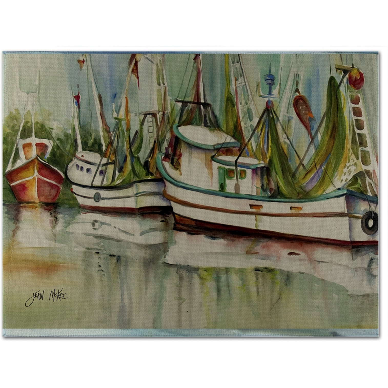 &quotCaroline's Treasures JMK1067PLMT Ocean Springs Shrimper Fabric Placemat, Multicolor"