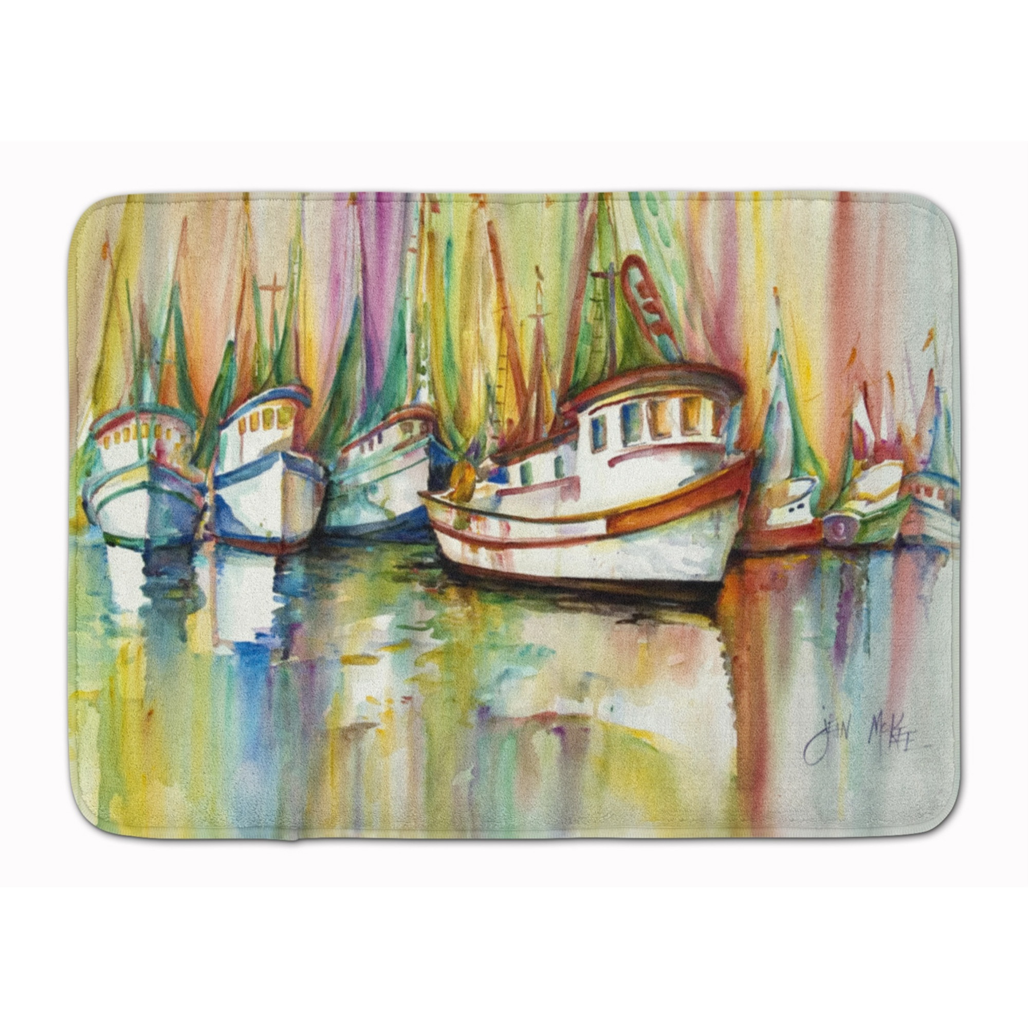 &quotCaroline's Treasures Shrimp Fleet Floor Mat, 19"" x 27"", Multicolor"