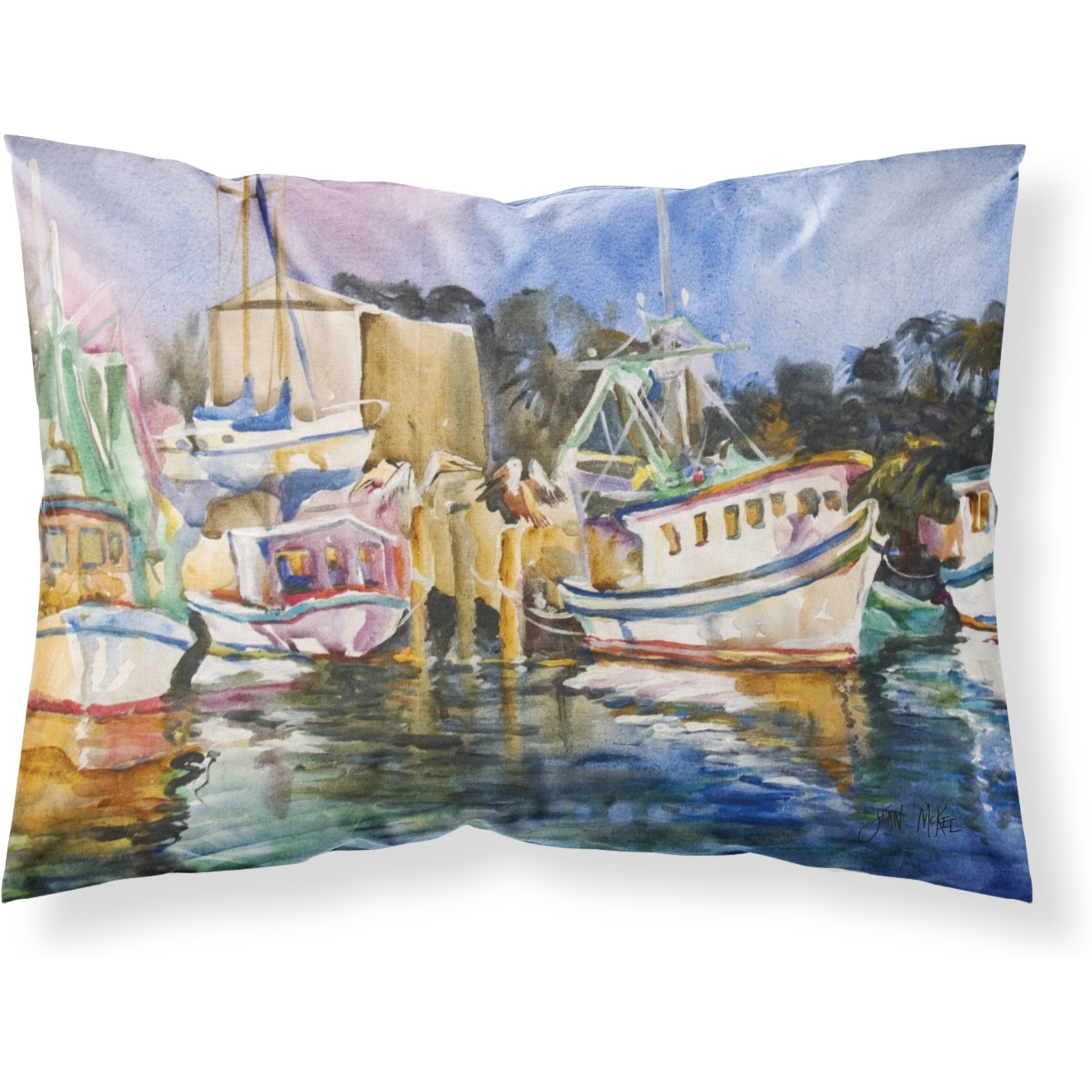 &quotCaroline's Treasures JMK1079PILLOWCASE Shrimp Boat Warehouse Fabric Standard Pillowcase, Large, Multicolor"