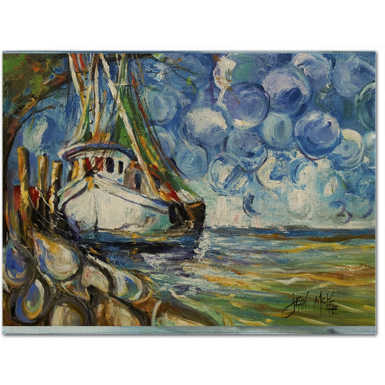 &quotCaroline's Treasures JMK1080PLMT Shrimp Boat 101 Fabric Placemat, Multicolor"