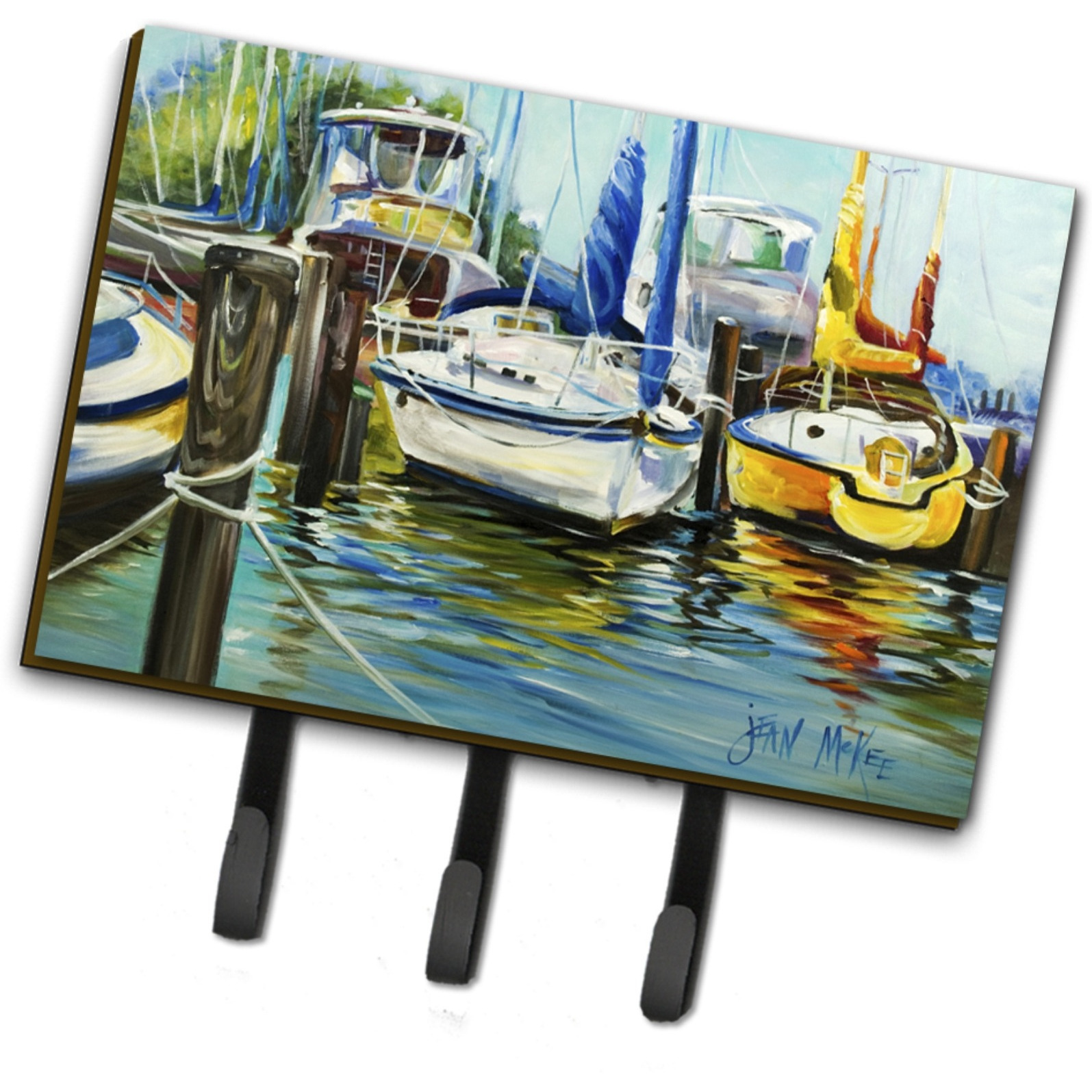 &quotCaroline's Treasures JMK1085TH68 Yellow Boat II Sailboat Leash or Key Holder, Large, Multicolor"
