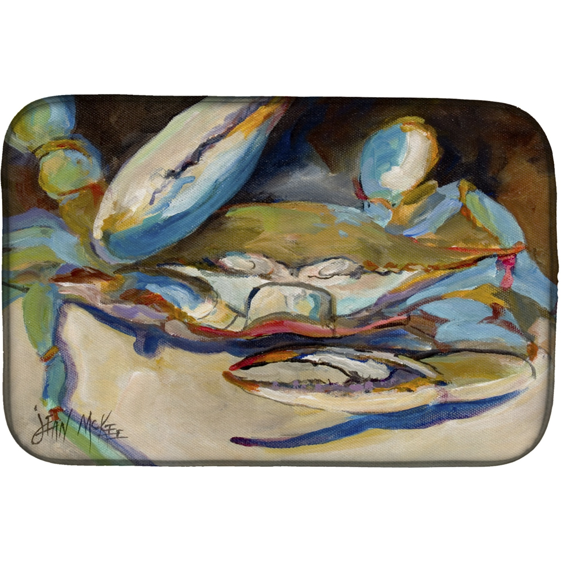 &quotCaroline's Treasures Big Claw Blue Crab Dish Drying Mat, 14"" x 21"", Multicolor"