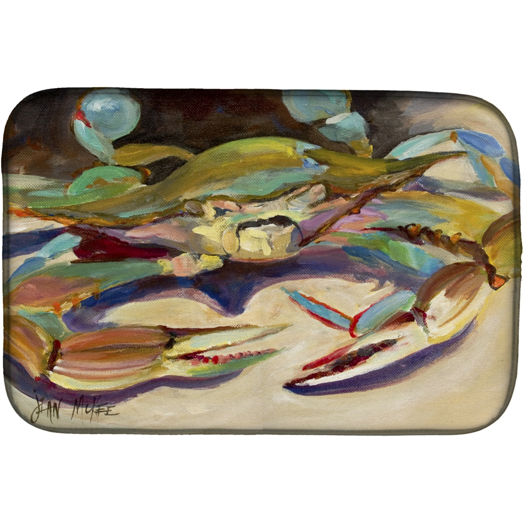 &quotCaroline's Treasures Crab Tail Fin Dish Drying Mat, 14"" x 21"", Multicolor"