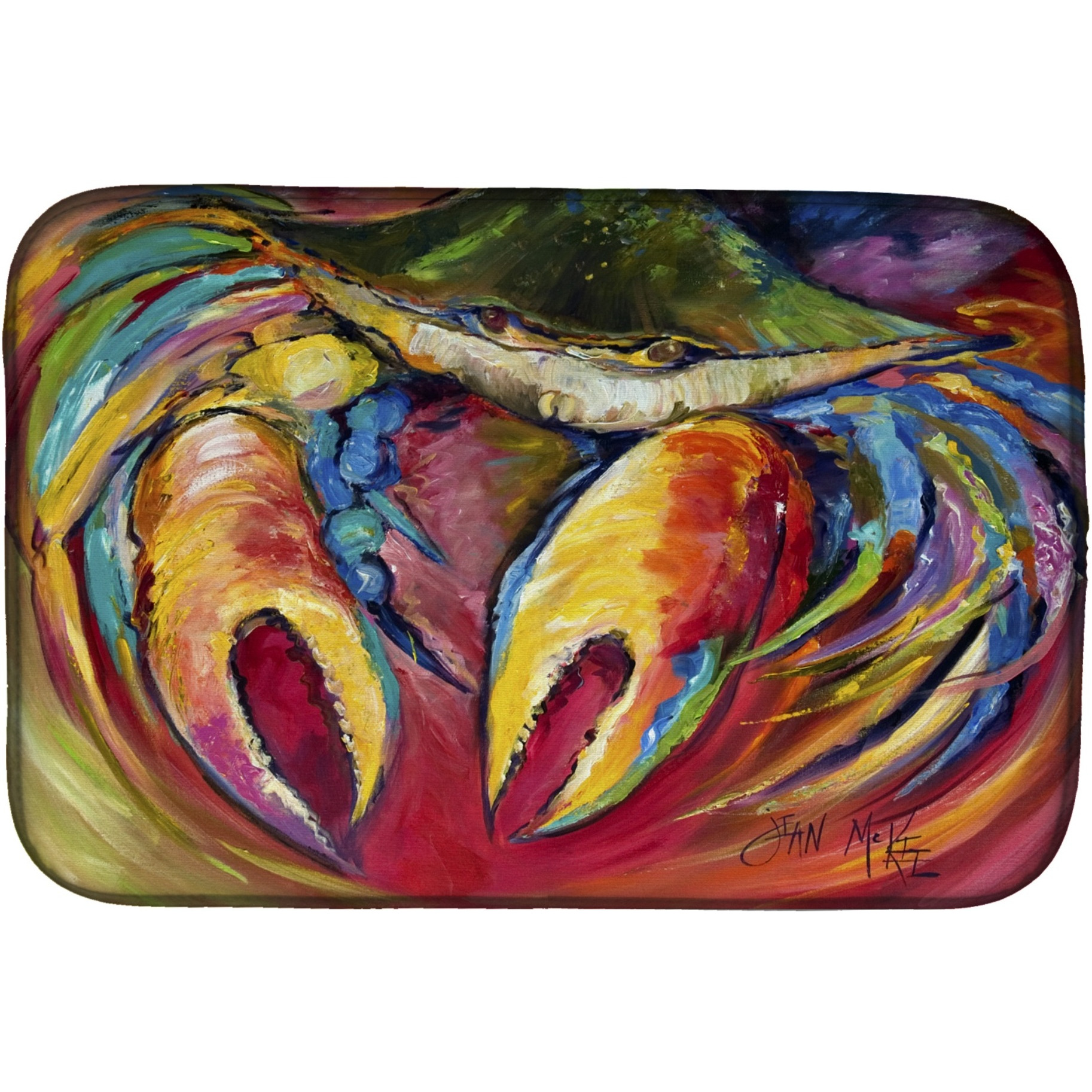 &quotCaroline's Treasures Blue Crab Stars Dish Drying Mat, 14"" x 21"", Multicolor"