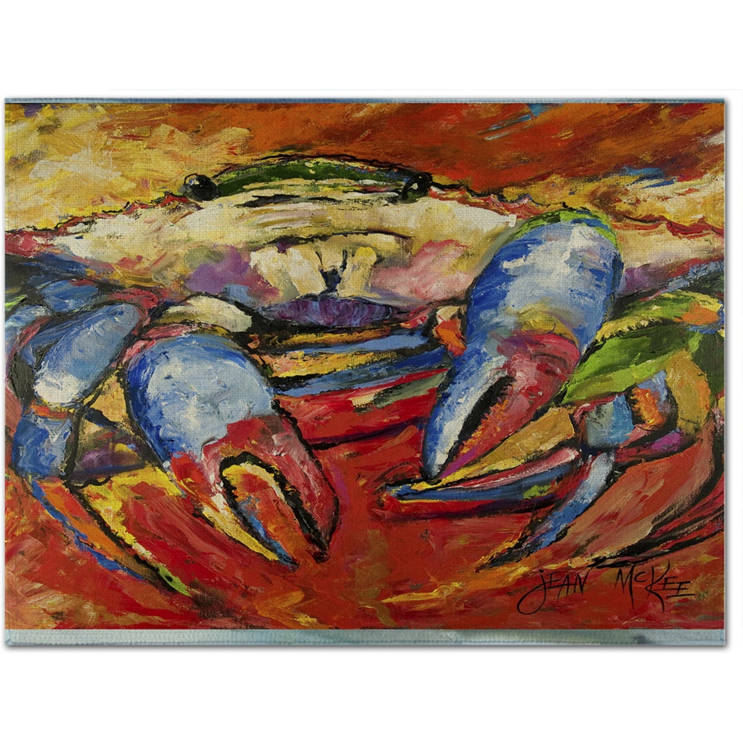 &quotCaroline's Treasures JMK1107PLMT Blue Crab Red Fabric Placemat, Multicolor"