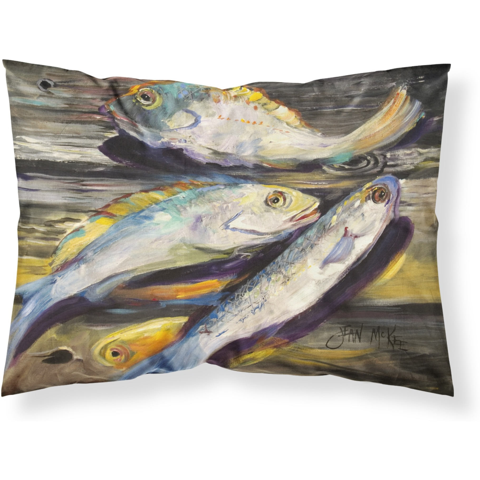 &quotCaroline's Treasures JMK1116PILLOWCASE Fish On The Dock Fabric Standard Pillowcase, Large, Multicolor"