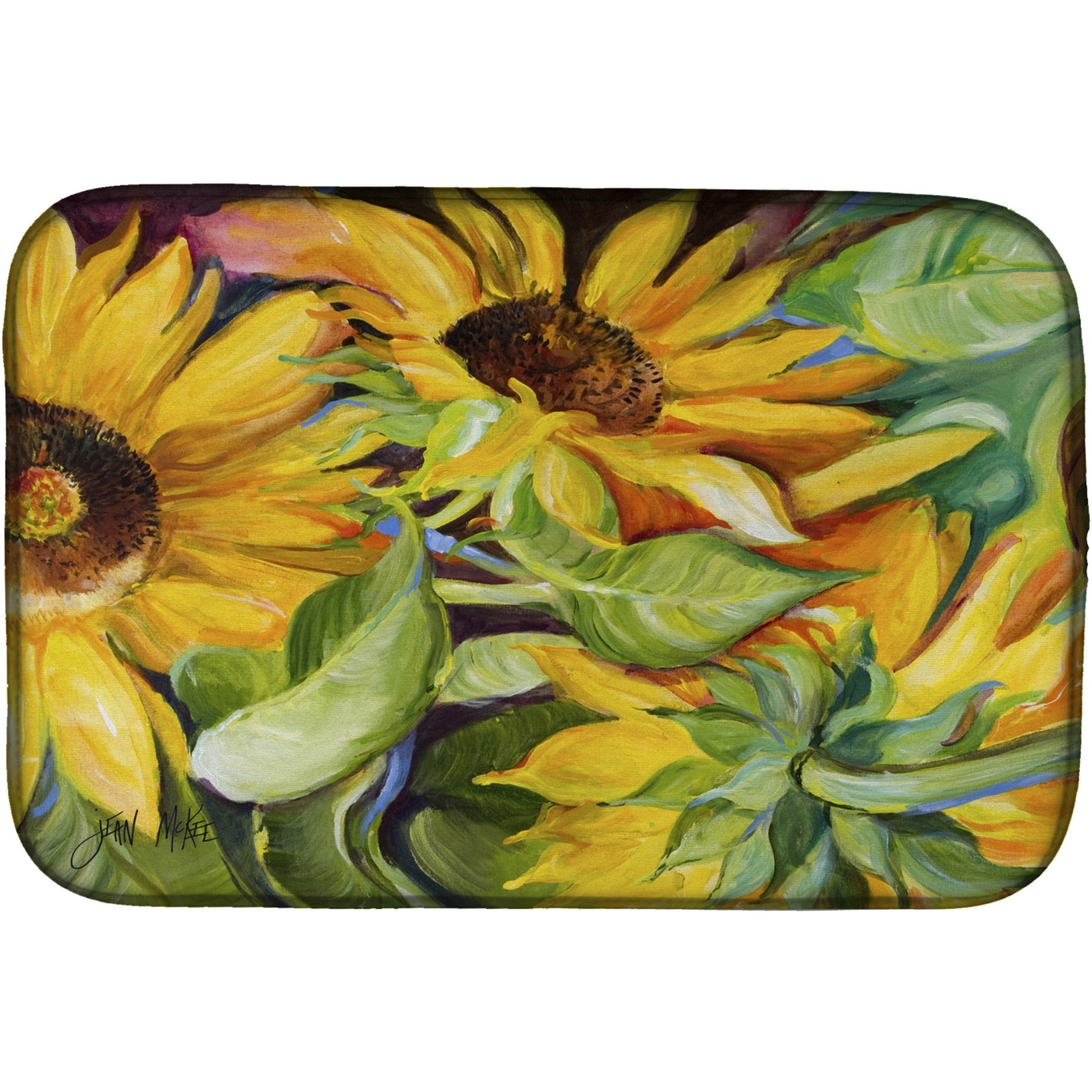 &quotCaroline's Treasures Sunflowers Dish Drying Mat, 14"" x 21"""
