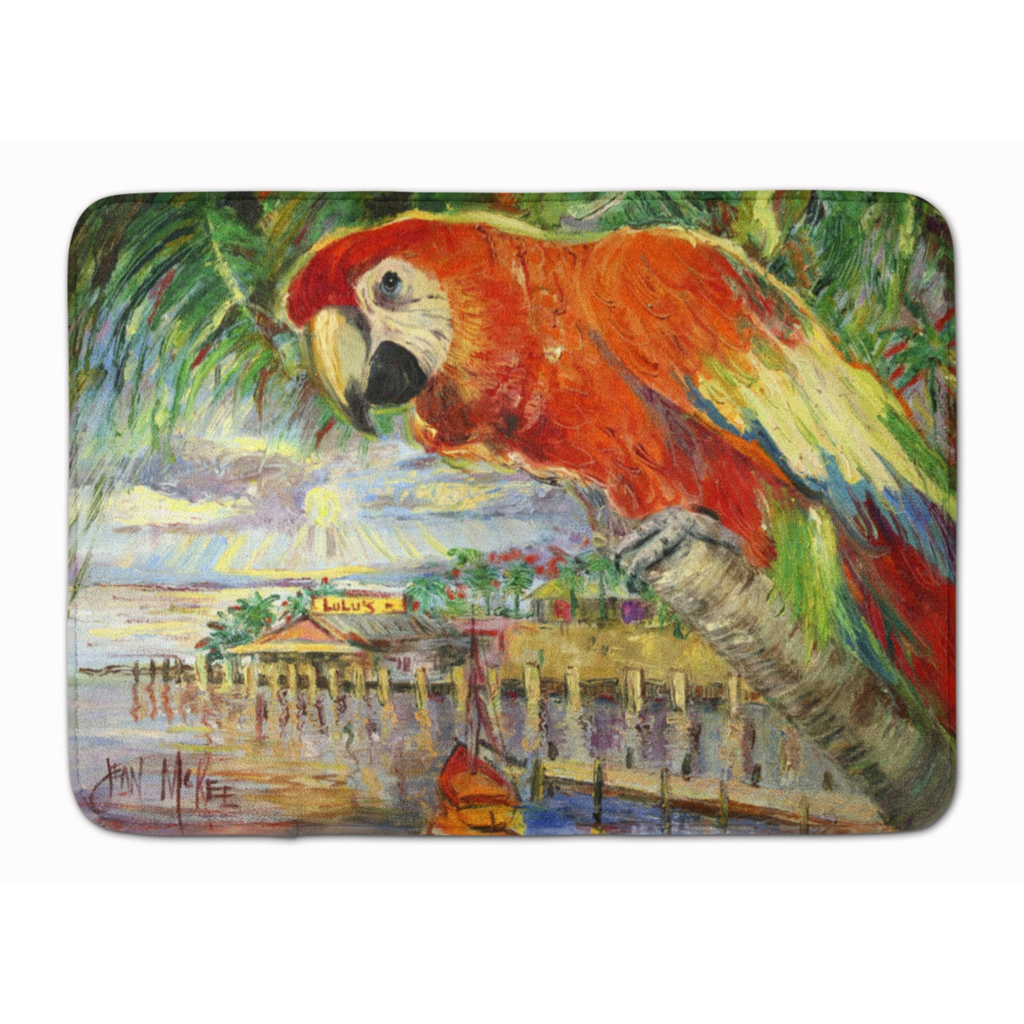 &quotCaroline's Treasures Red Parrot at Lulu's Floor Mat, 19"" x 27"", Multicolor"