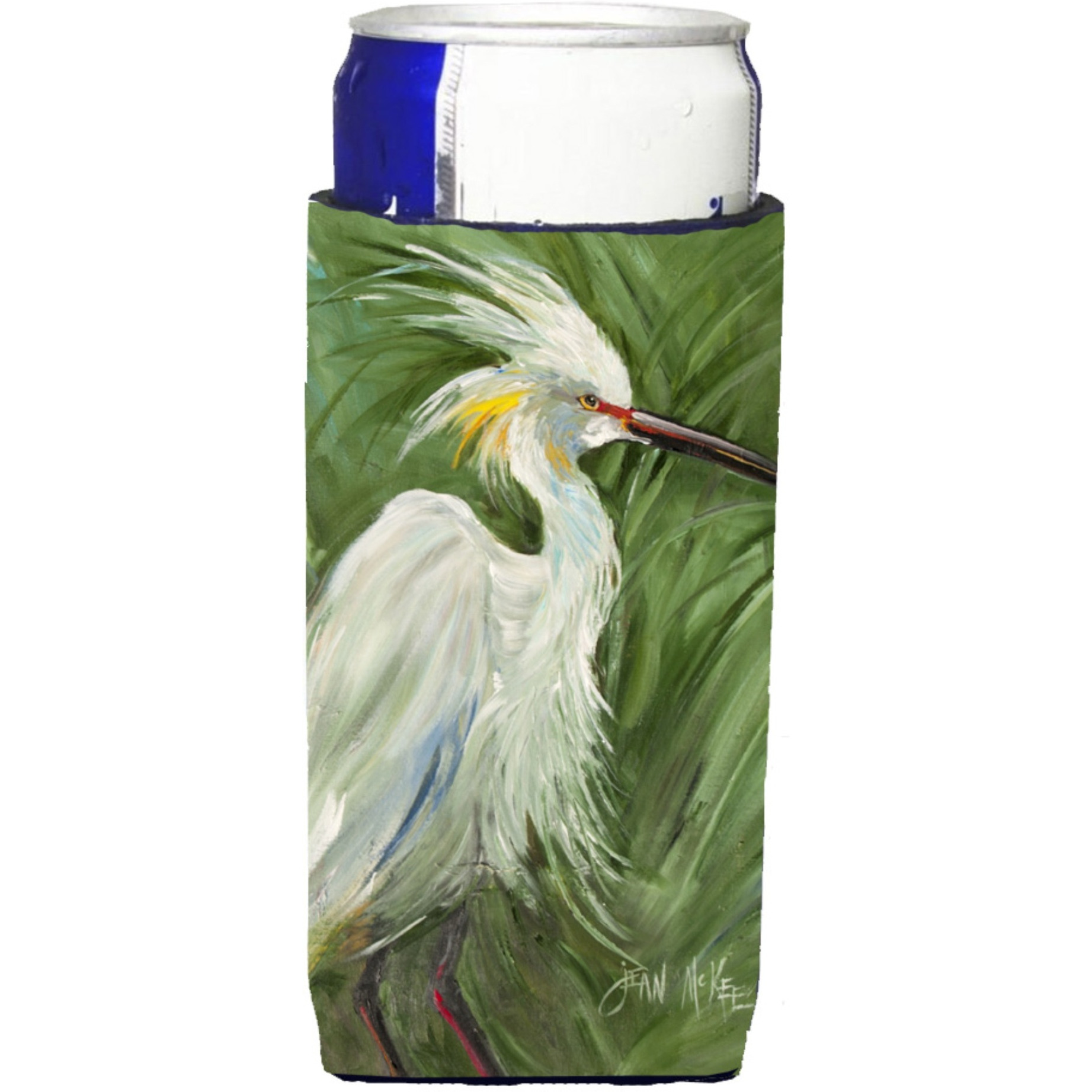 White Egret in Green grasses Ultra Beverage Insulators for slim cans JMK1141MUK