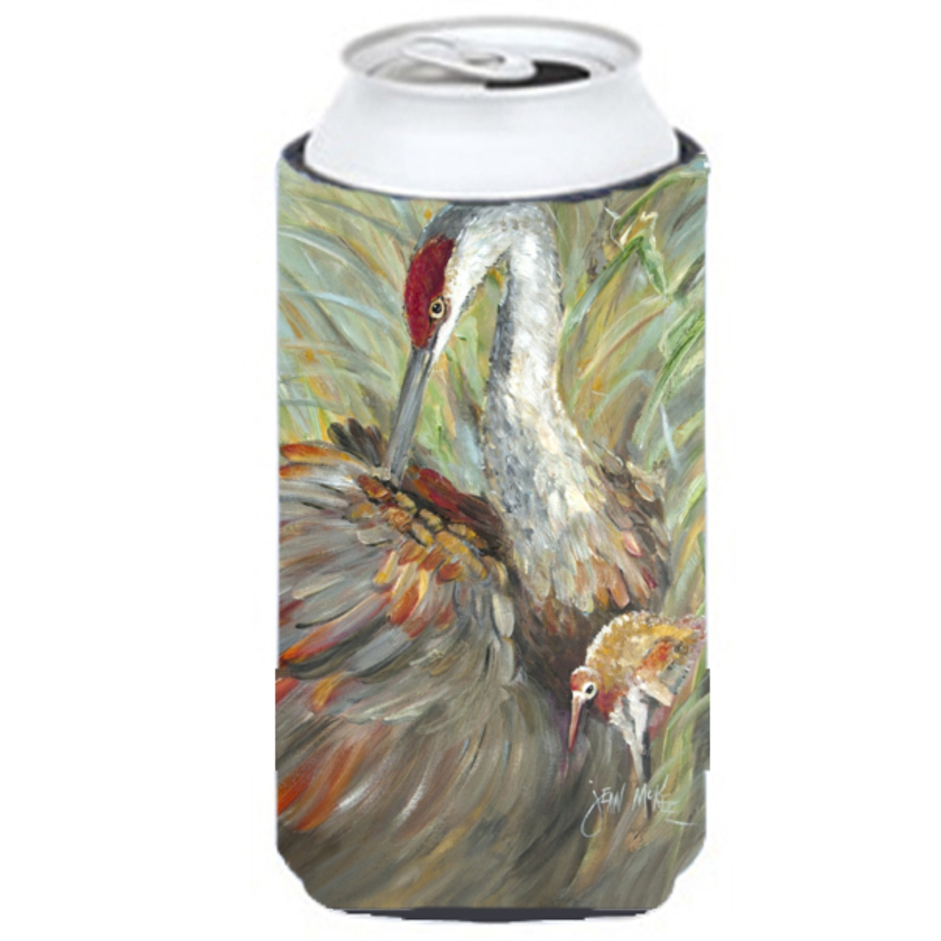 Sandhill Crane with baby Tall Boy Beverage Insulator Hugger JMK1143TBC