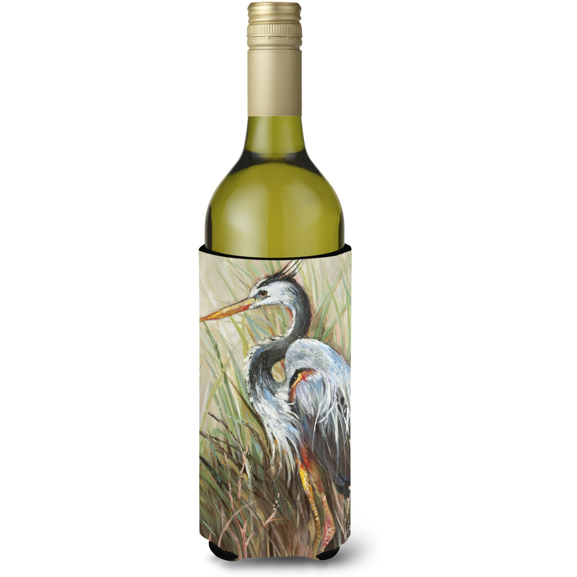 Blue Heron Gazing West Wine Bottle Beverage Insulator Hugger JMK1149LITERK