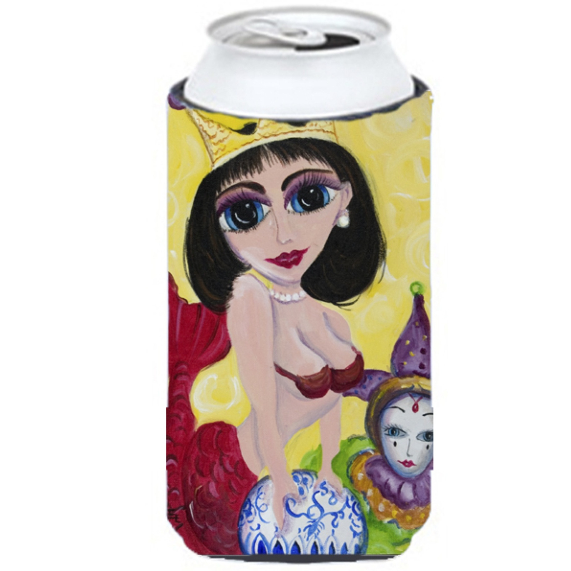 Mardi Gras Queen Mermaid Tall Boy Beverage Insulator Hugger JMK1180TBC