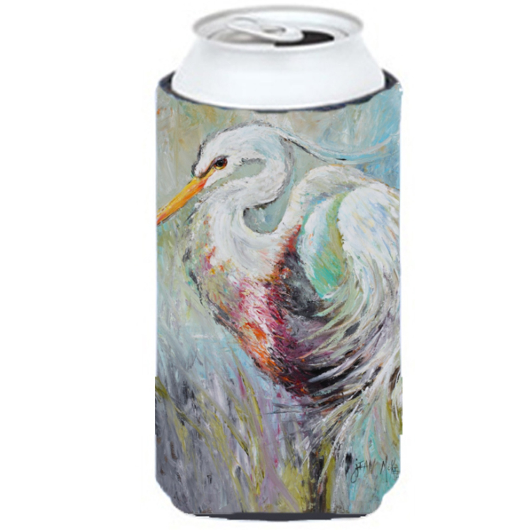 White Egret Tall Boy Beverage Insulator Hugger JMK1189TBC