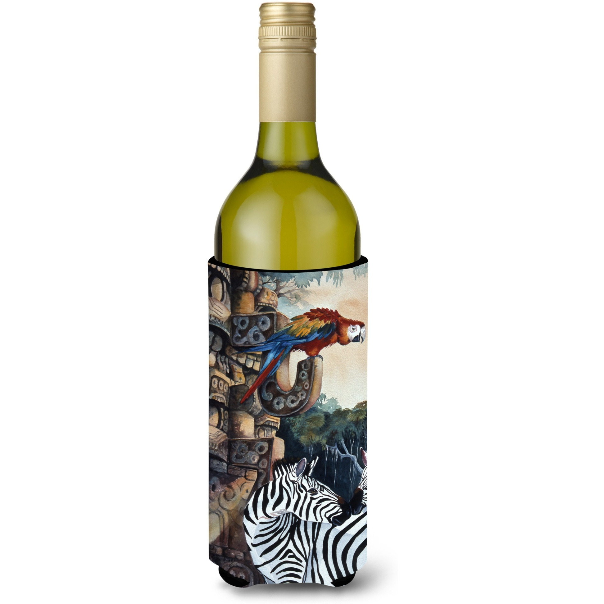 Zebras and Parrots Wine Bottle Beverage Insulator Hugger JMK1200LITERK