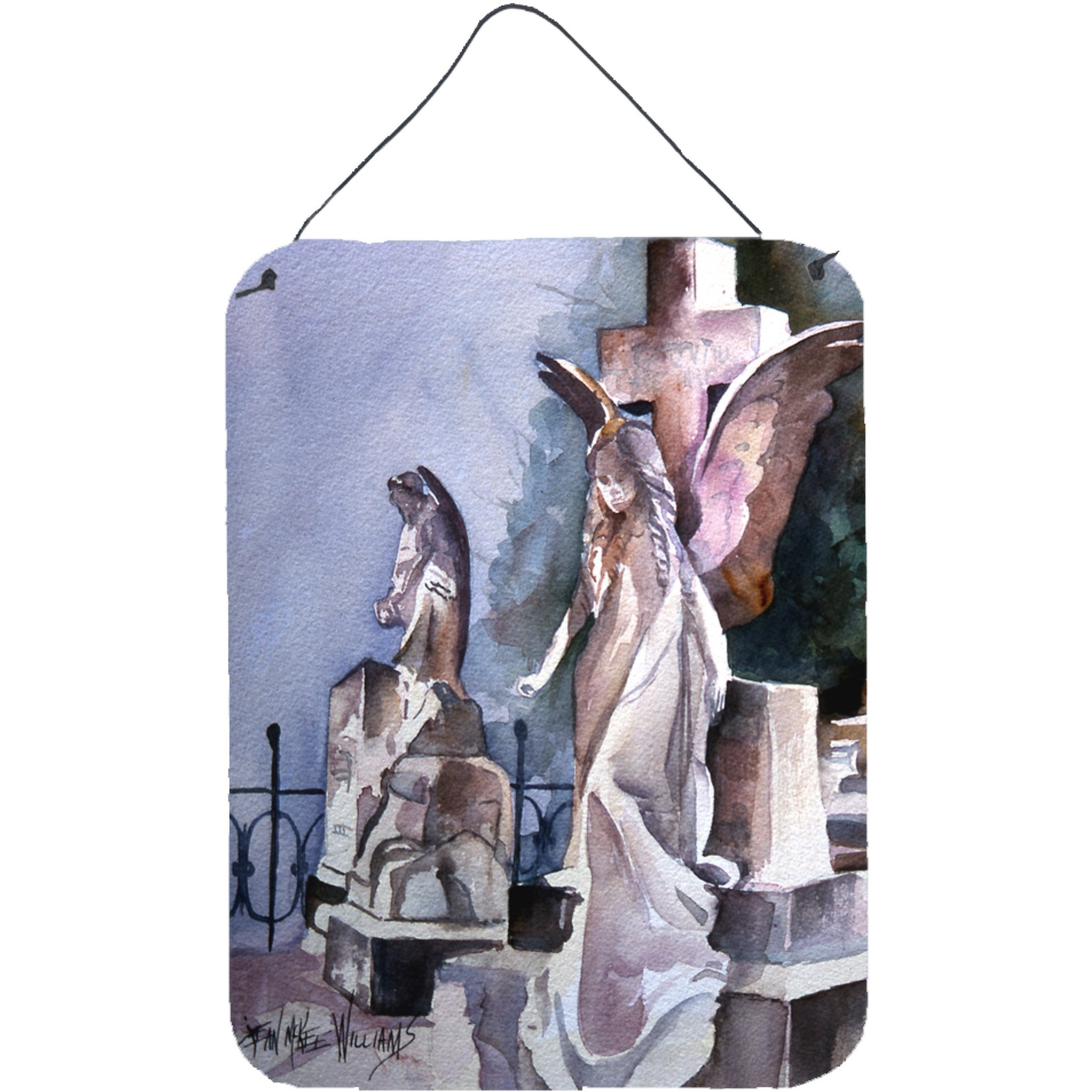 &quotCaroline's Treasures Angels in the Cemetary with Cross Wall or Door Hanging Prints, 16"" x 12"""