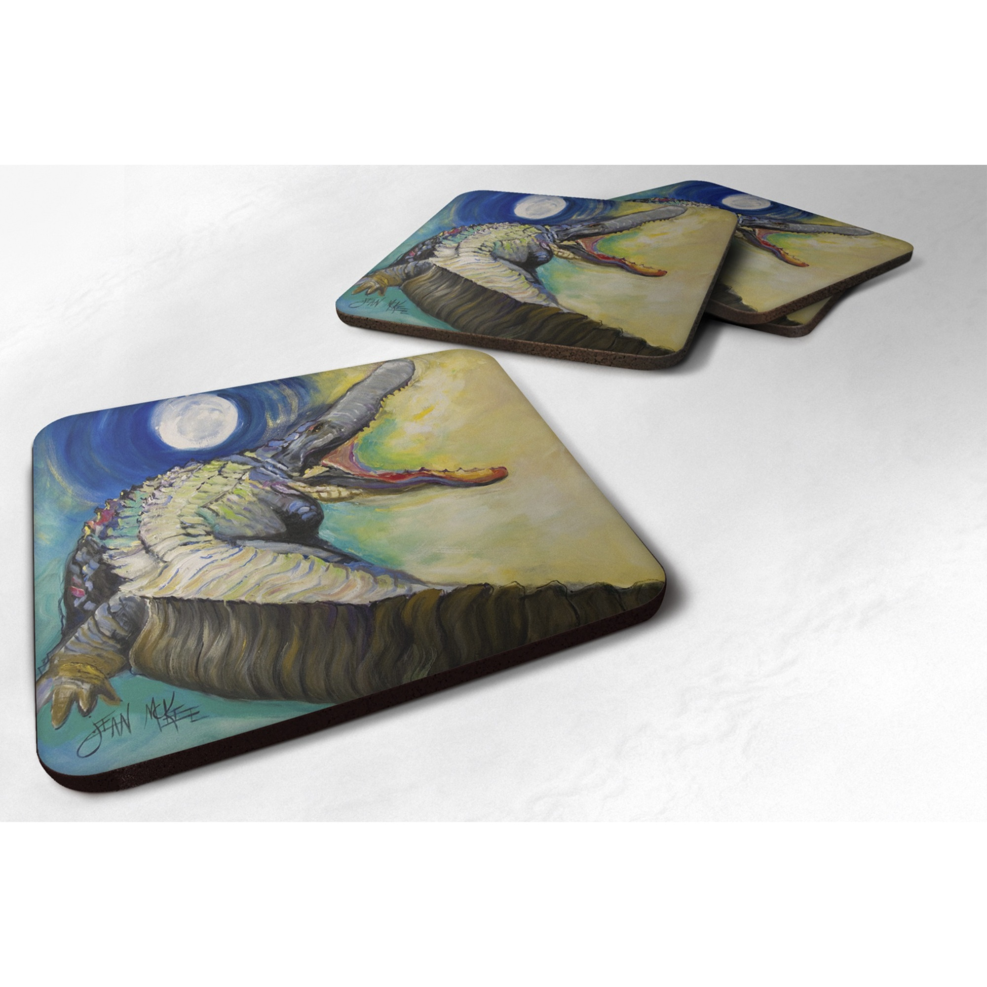 &quotCaroline's Treasures JMK1207FC Alligator Foam Coaster (Set of 4), 3.5"" H x 3.5"" W, Multicolor"