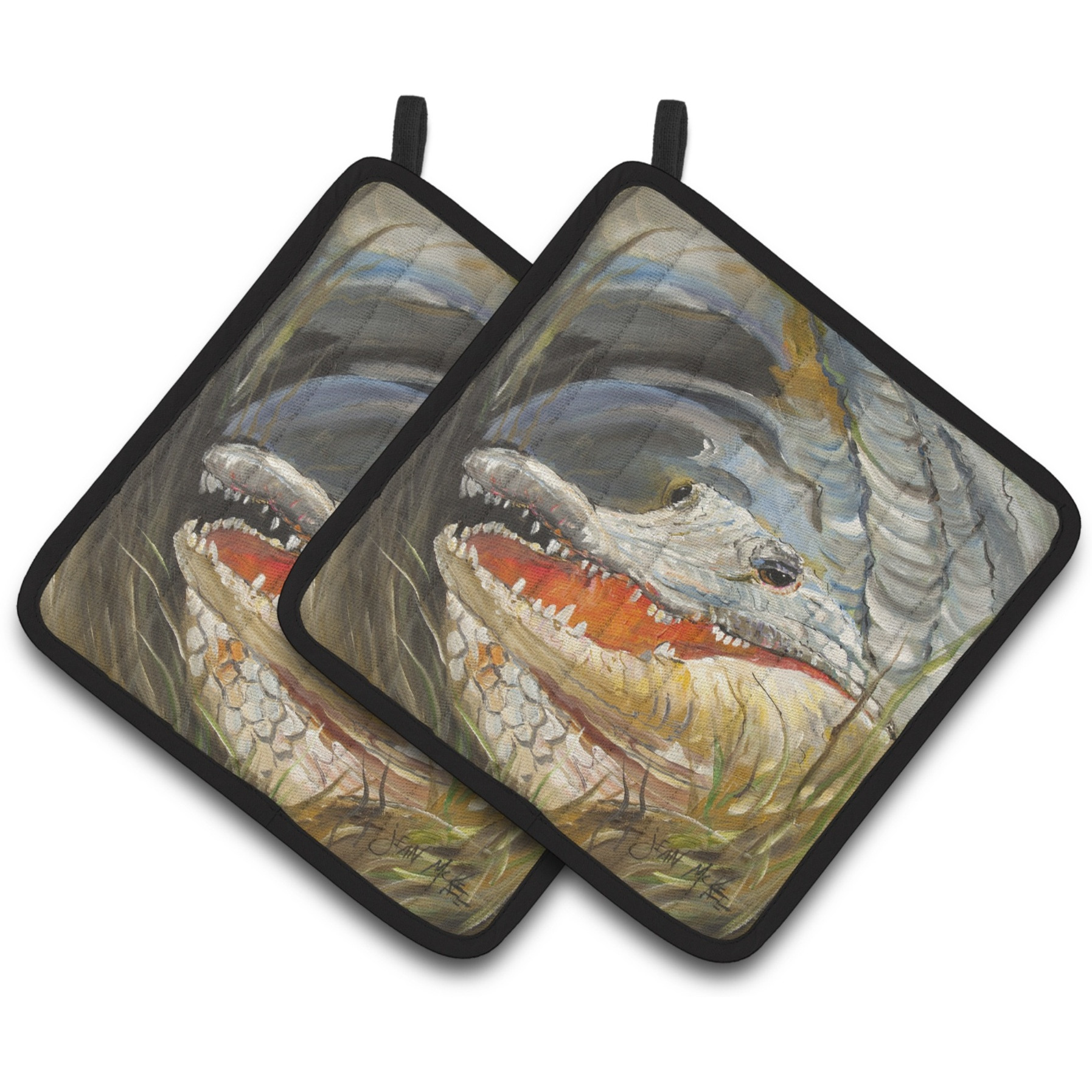 &quotCaroline's Treasures Alligator Pair of Pot Holders JMK1208PTHD, 7.5HX7.5W, Multicolor"