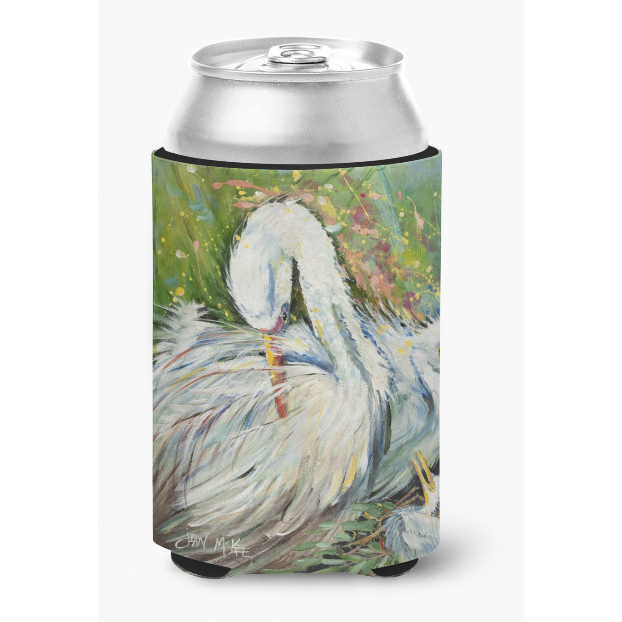 White Egret in the rain Can or Bottle Hugger JMK1210CC