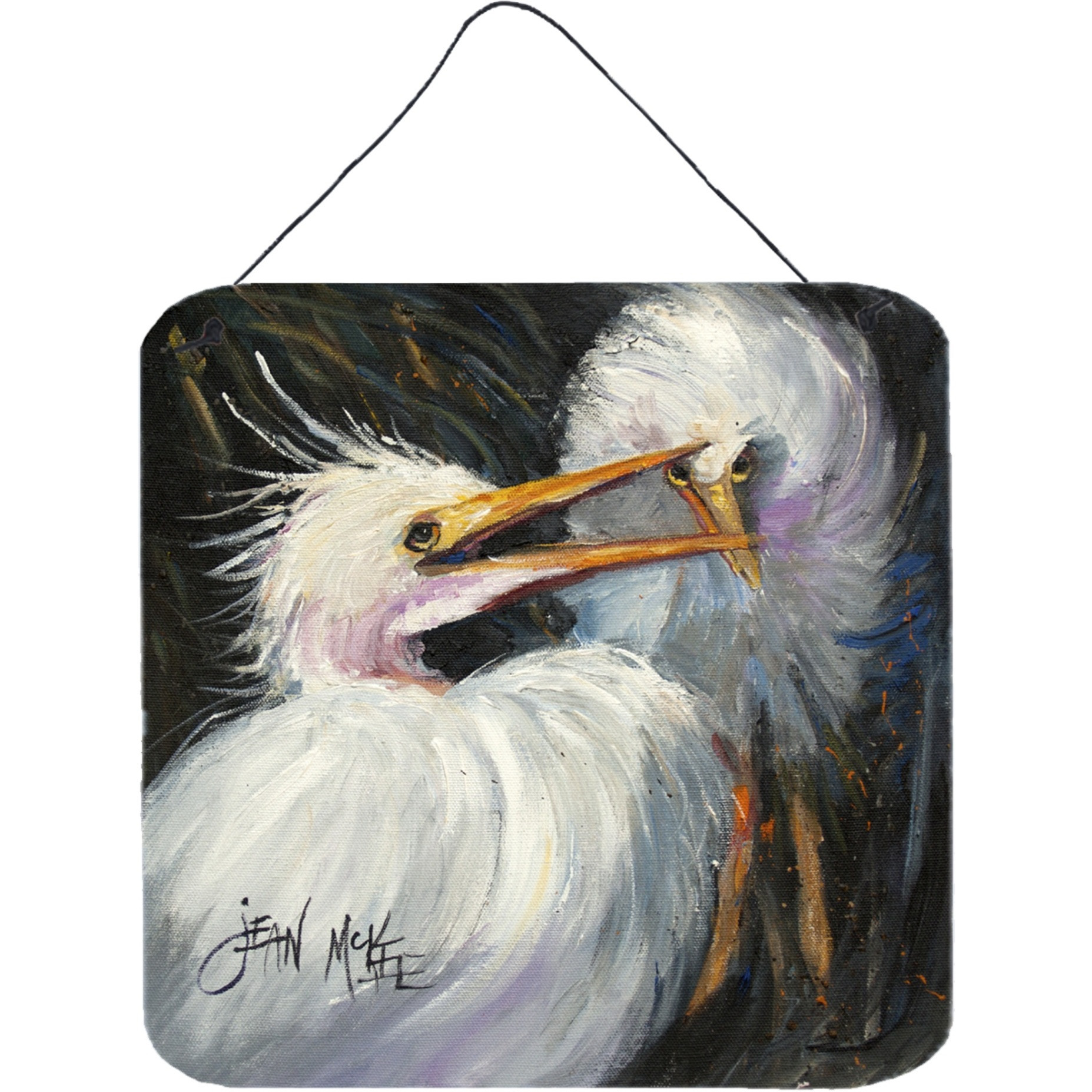 &quotCaroline's Treasures JMK1213DS66 White Egret Wall or Door Hanging Prints, 6 x 6"""