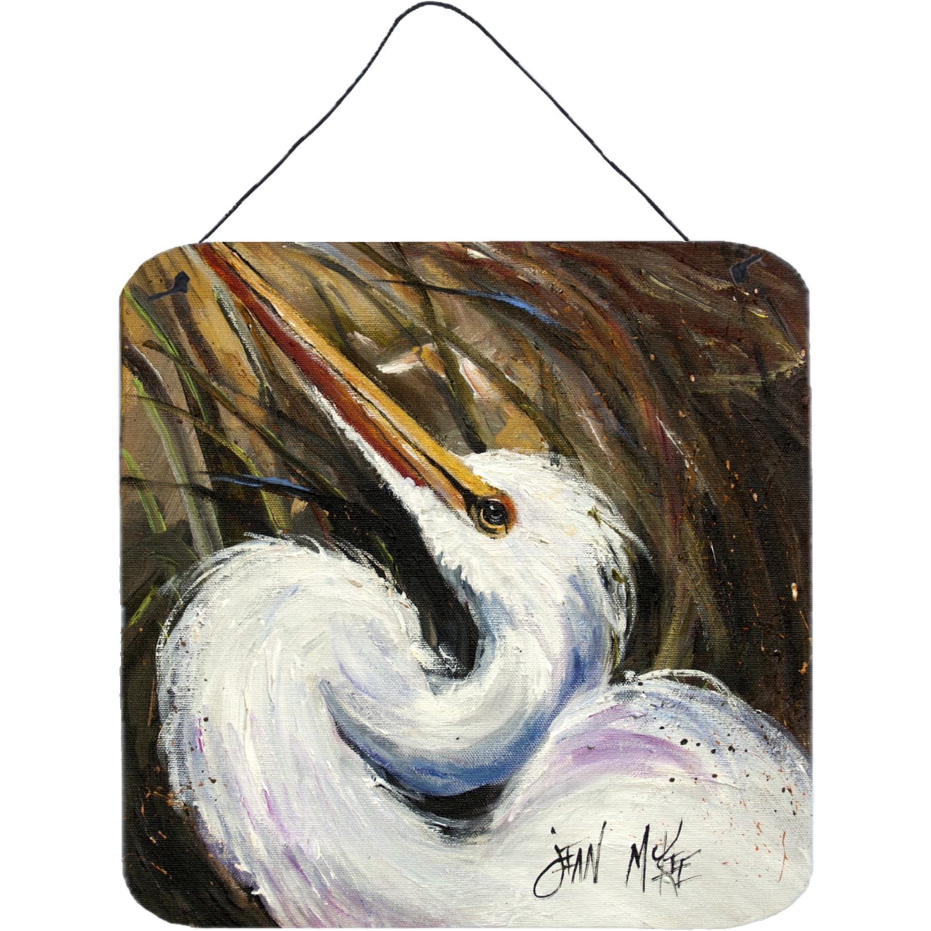 &quotCaroline's Treasures JMK1214DS66 White Egret Wall or Door Hanging Prints, 6 x 6"""