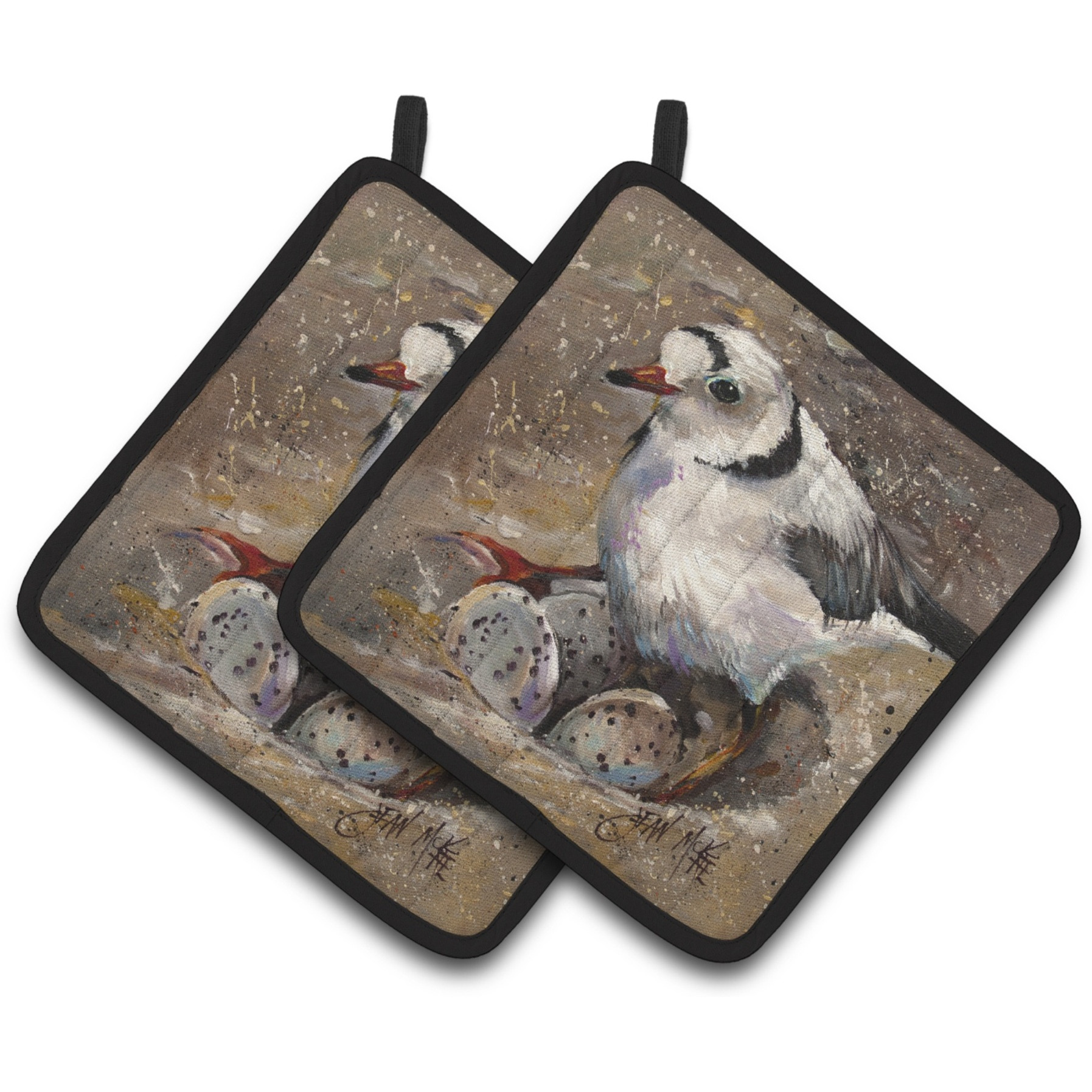 &quotCaroline's Treasures Piping Plover Pair of Pot Holders JMK1215PTHD, 7.5HX7.5W, Multicolor"