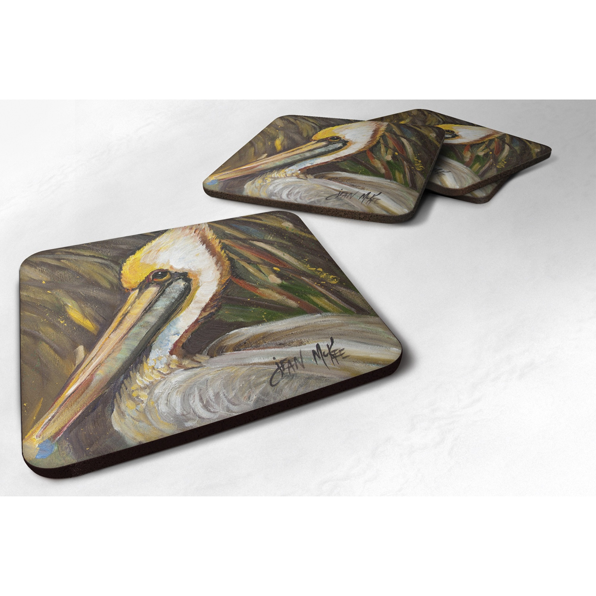 &quotCaroline's Treasures JMK1217FC Pelican Lookin East Foam Coaster (Set of 4), 3.5"" H x 3.5"" W, Multicolor"