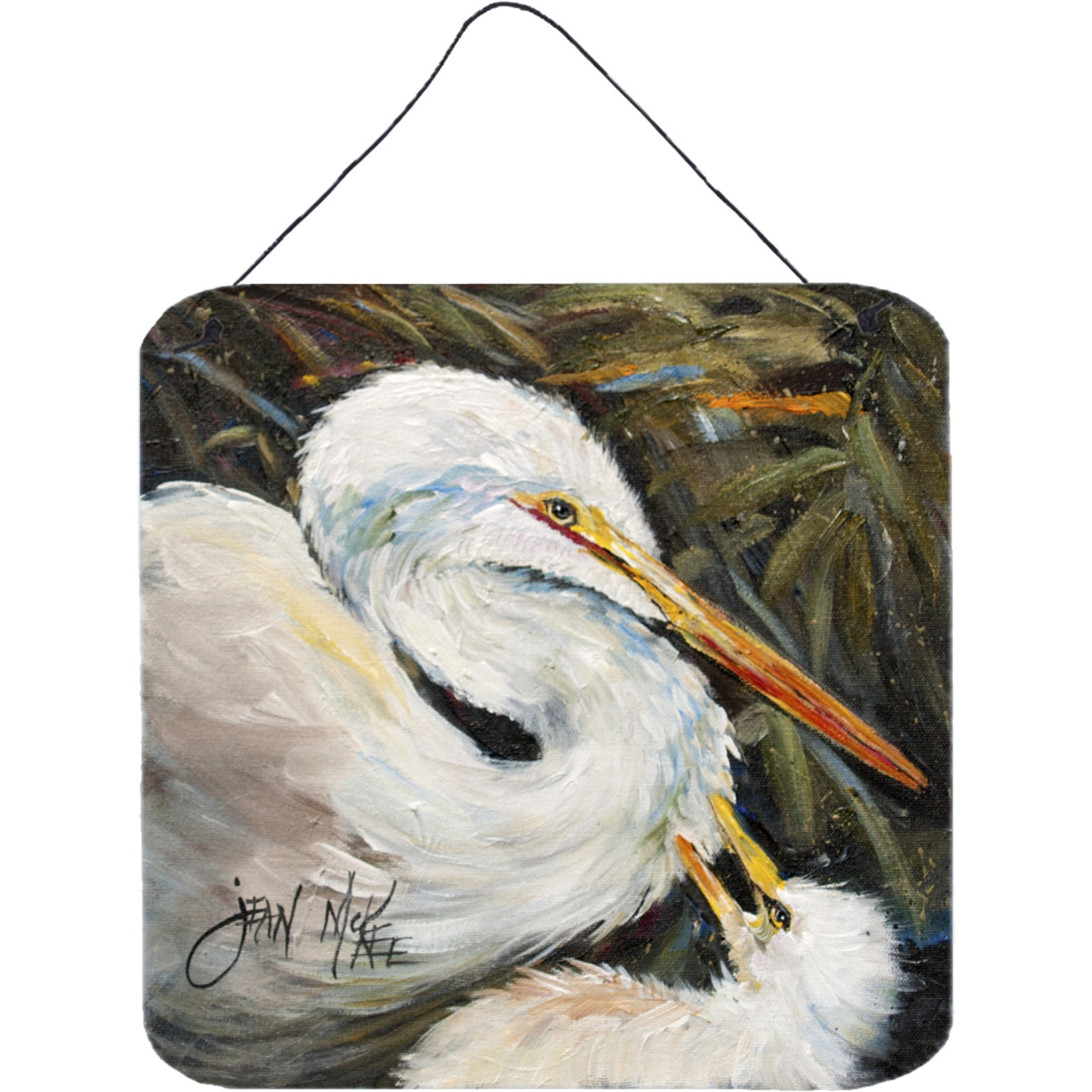 &quotCaroline's Treasures JMK1227DS66 White Egret Wall or Door Hanging Prints, 6 x 6"""