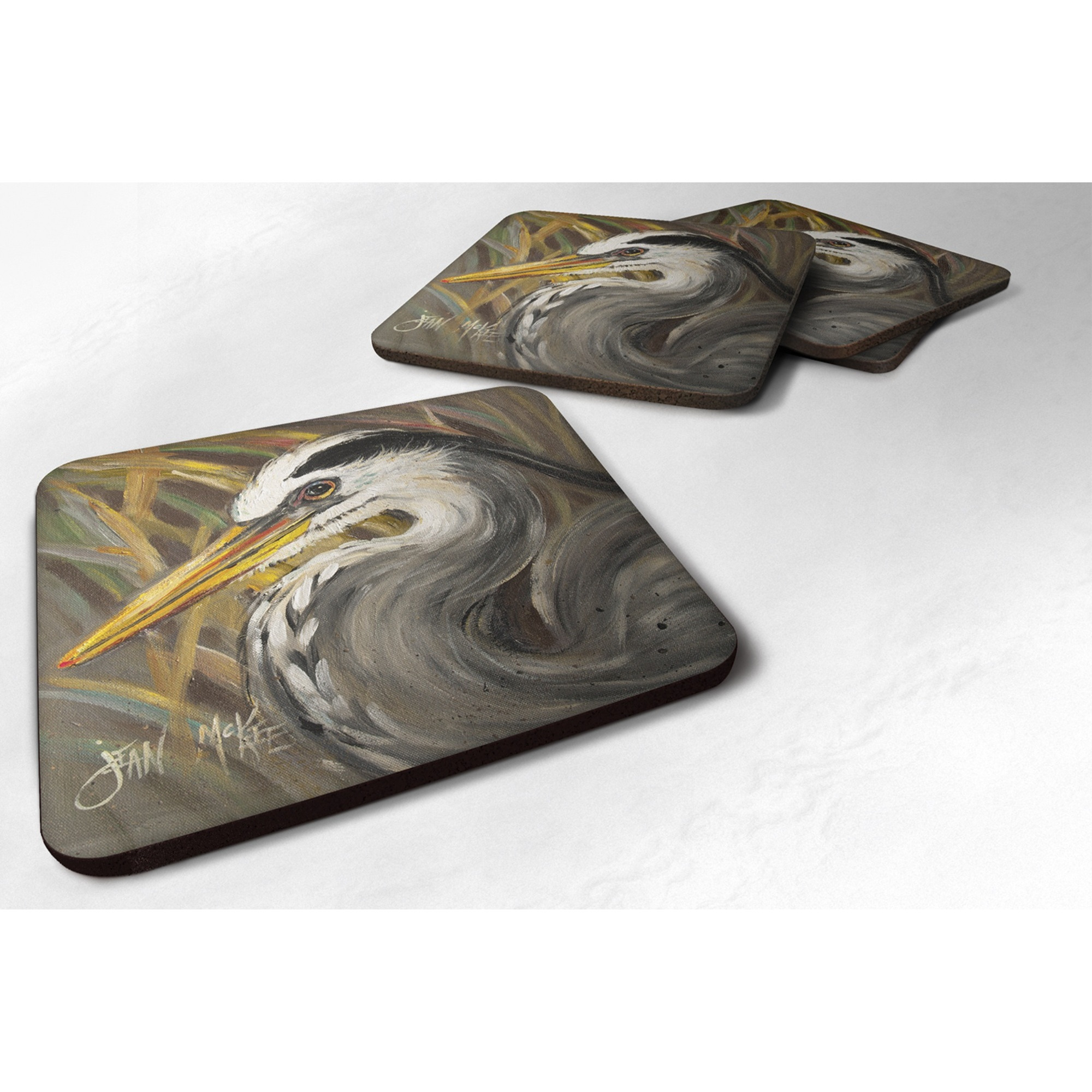 &quotCaroline's Treasures JMK1229FC Blue Heron Foam Coaster (Set of 4), 3.5"" H x 3.5"" W, Multicolor"