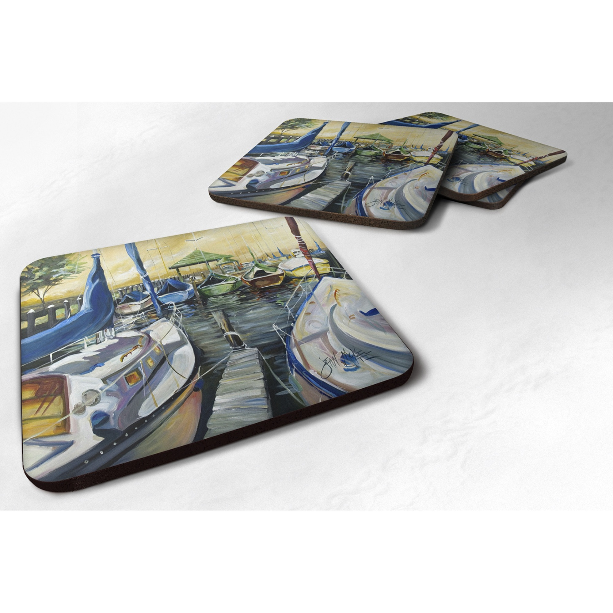 &quotCaroline's Treasures JMK1231FC Seven Boats Sailboats Foam Coaster (Set of 4), 3.5"" H x 3.5"" W, Multicolor"