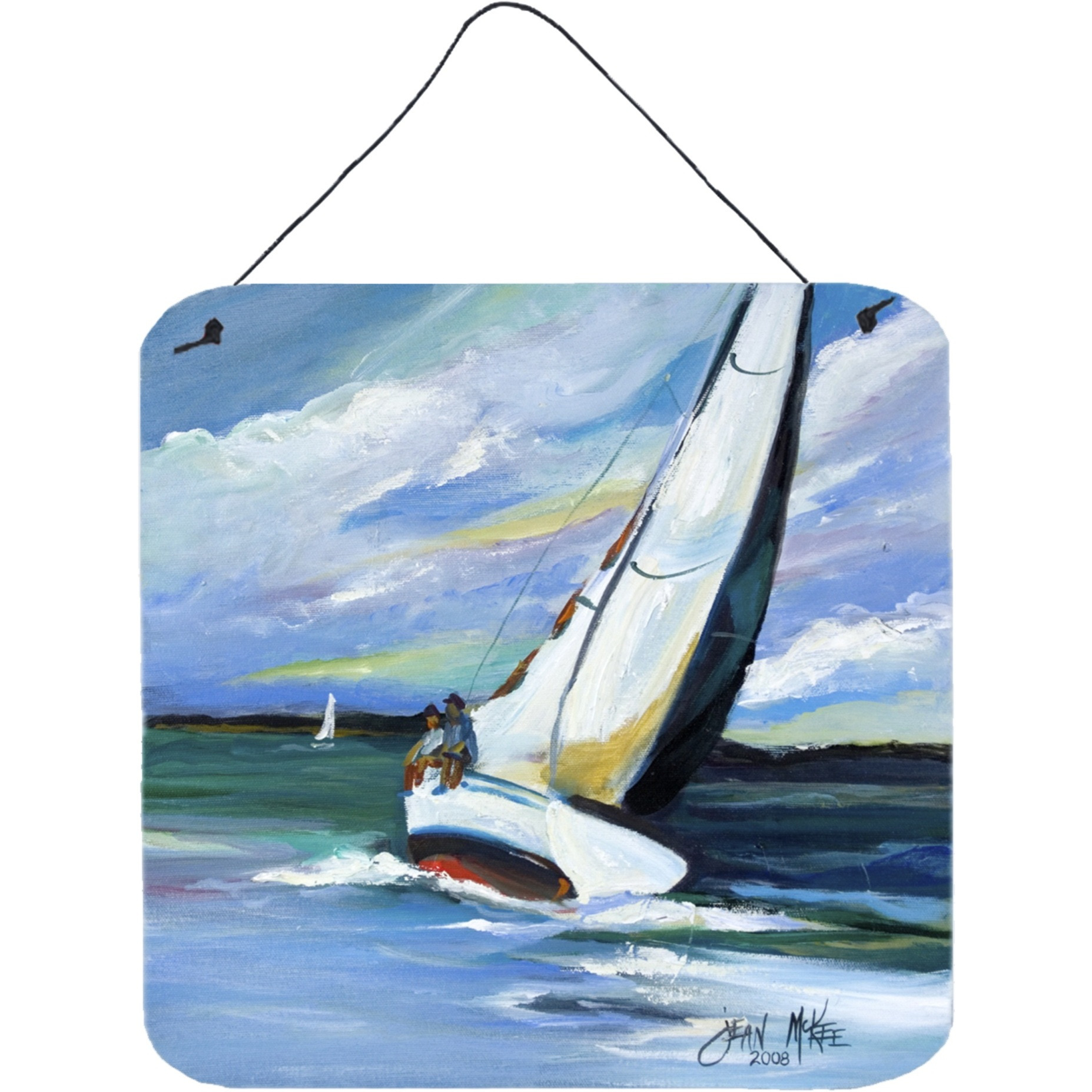&quotCaroline's Treasures Two and a Sailboat Wall or Door Hanging Prints, 6 x 6"""