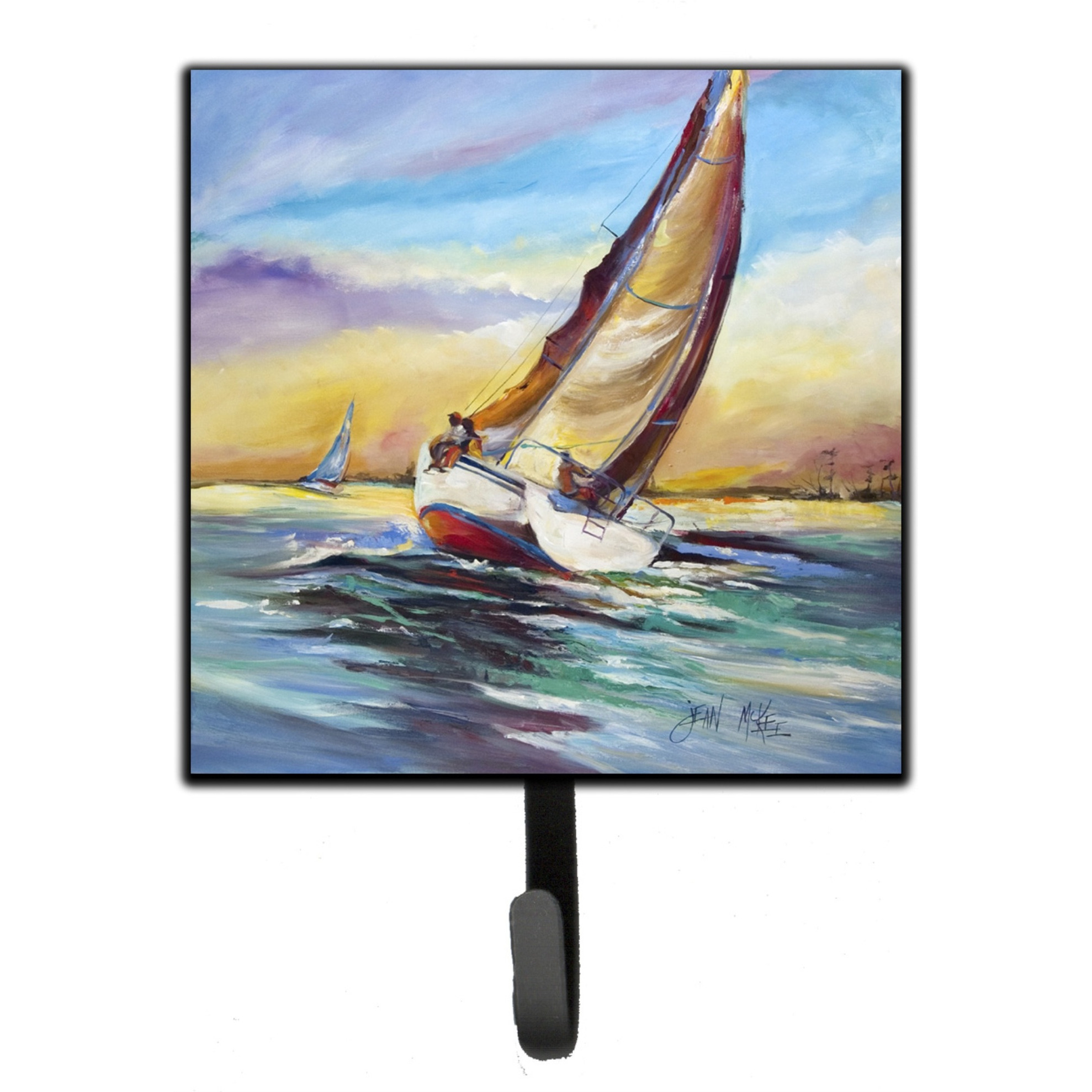 &quotCaroline's Treasures JMK1237SH4 Horn Island Boat Race Sailboats Leash or Key Holder, Small, Multicolor"