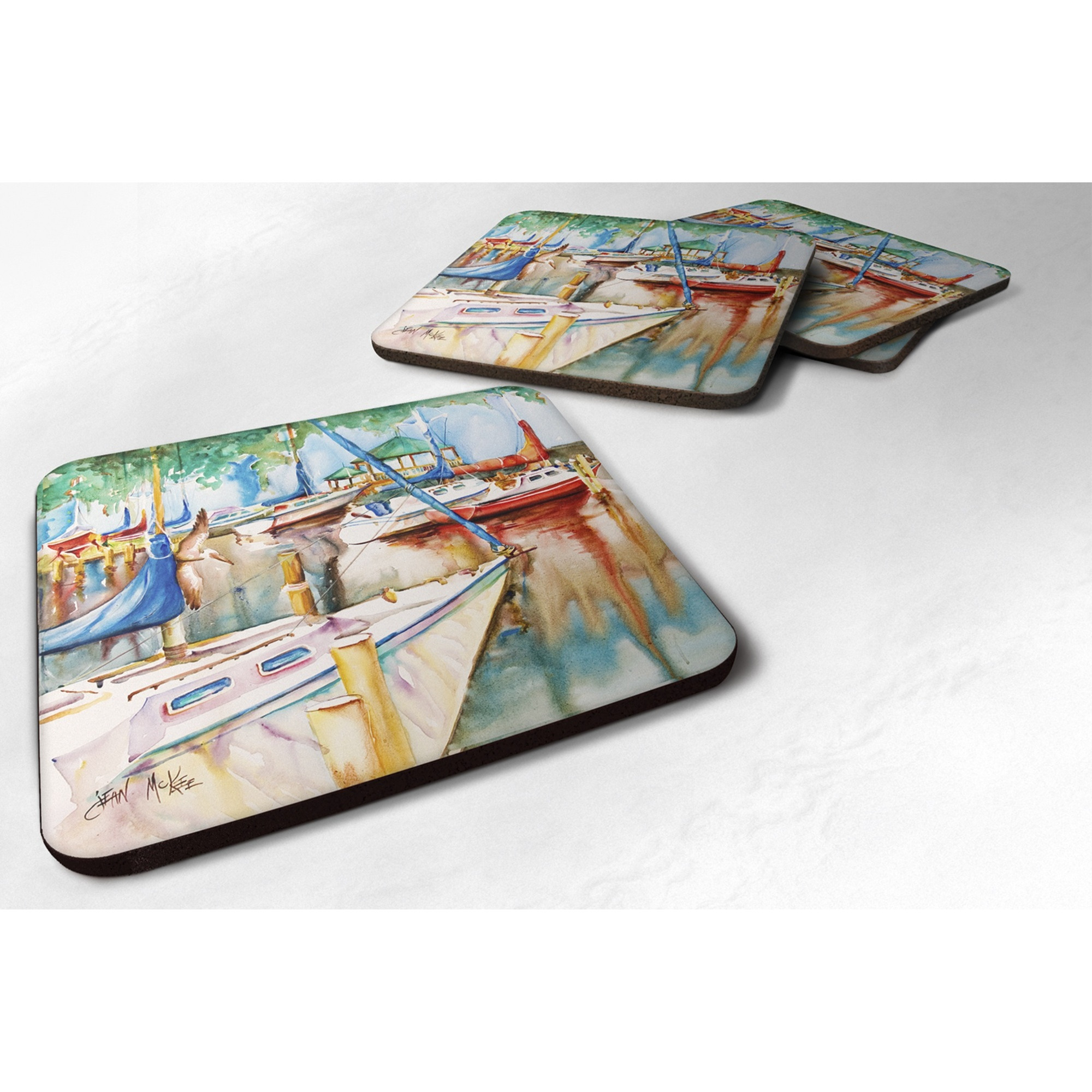 &quotCaroline's Treasures JMK1239FC Gazebo and Sailboats Foam Coaster (Set of 4), 3.5"" H x 3.5"" W, Multicolor"