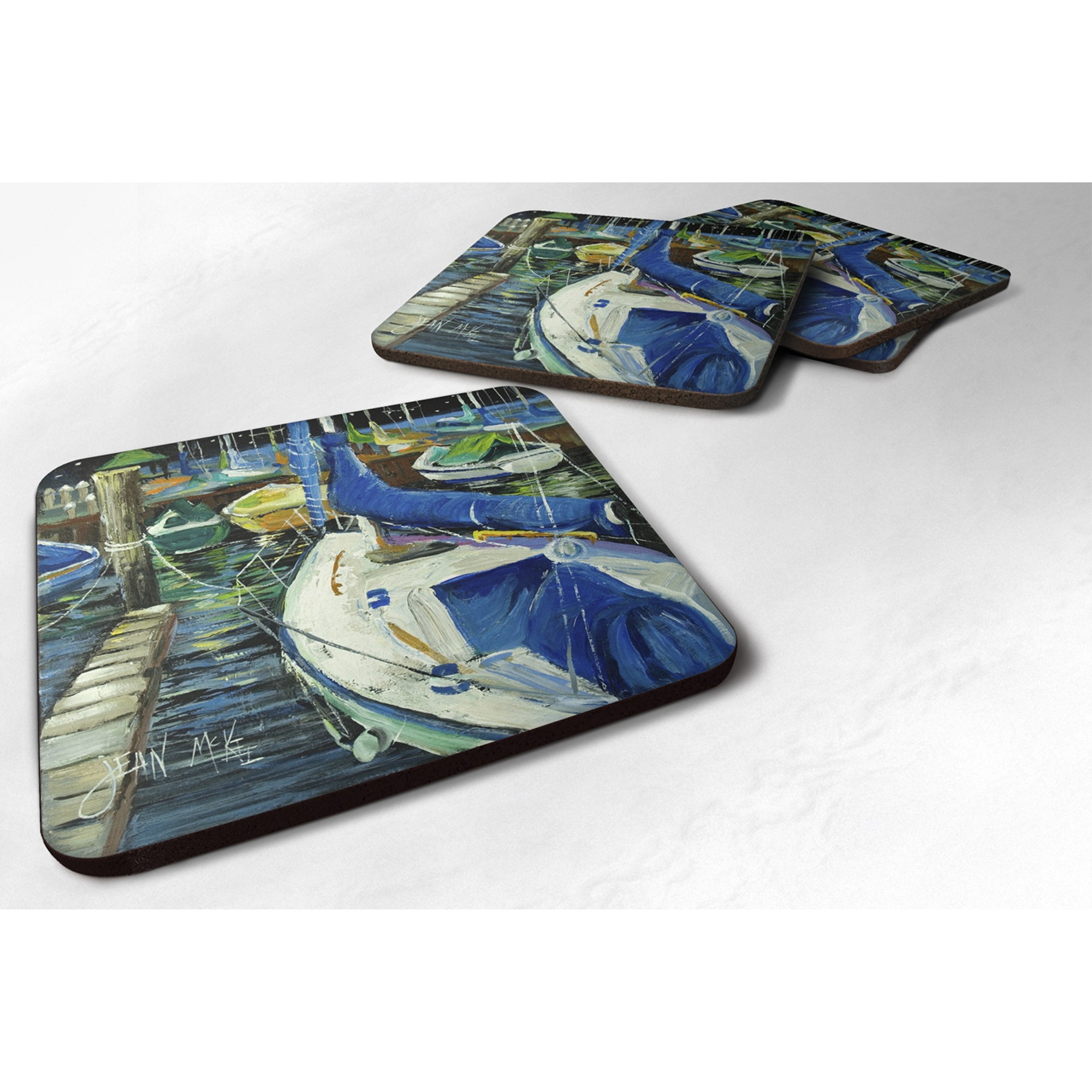&quotCaroline's Treasures JMK1245FC Sailboats Foam Coaster (Set of 4), 3.5"" H x 3.5"" W, Multicolor"
