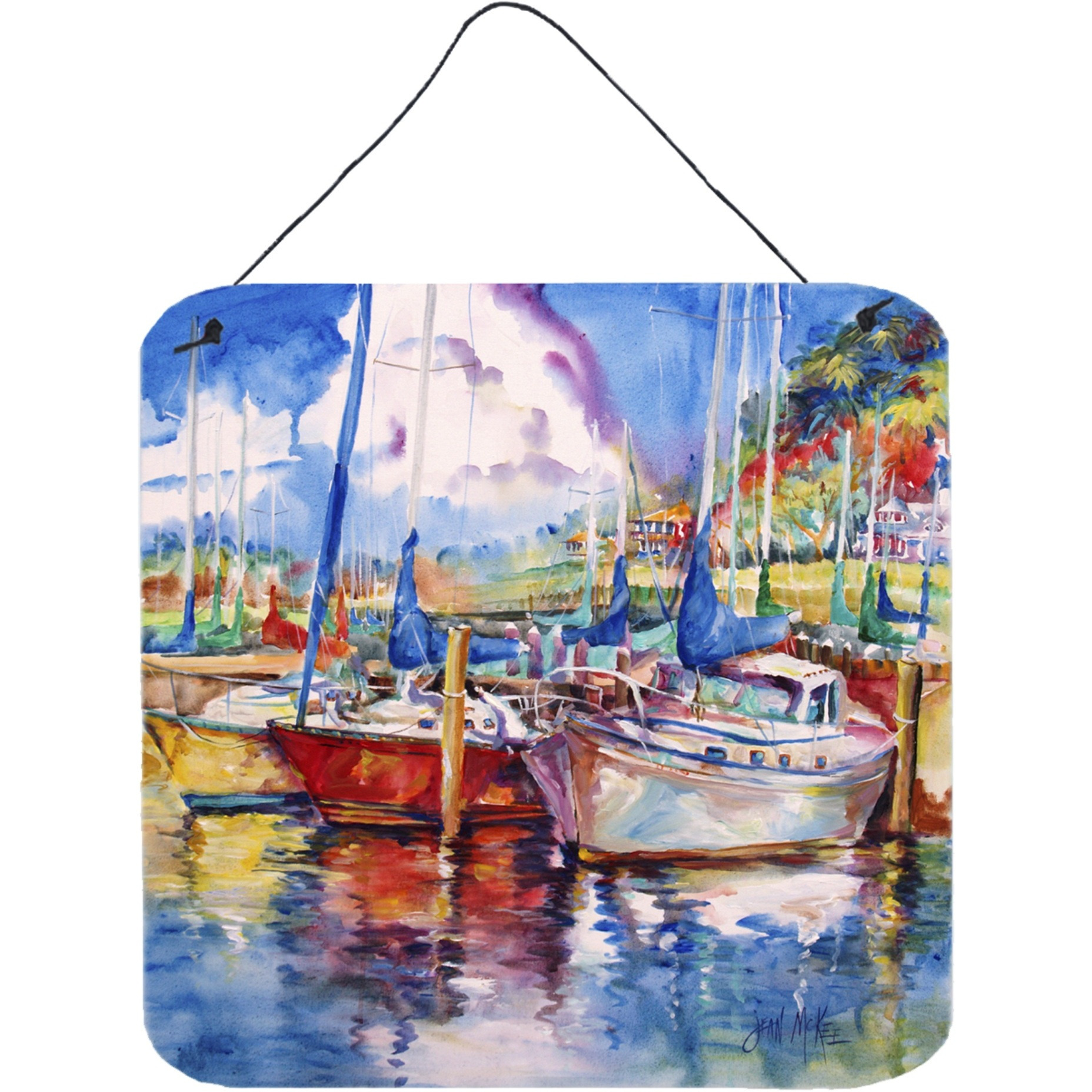 &quotCaroline's Treasures Tree Boats Sailboats Wall or Door Hanging Prints, 6 x 6"""