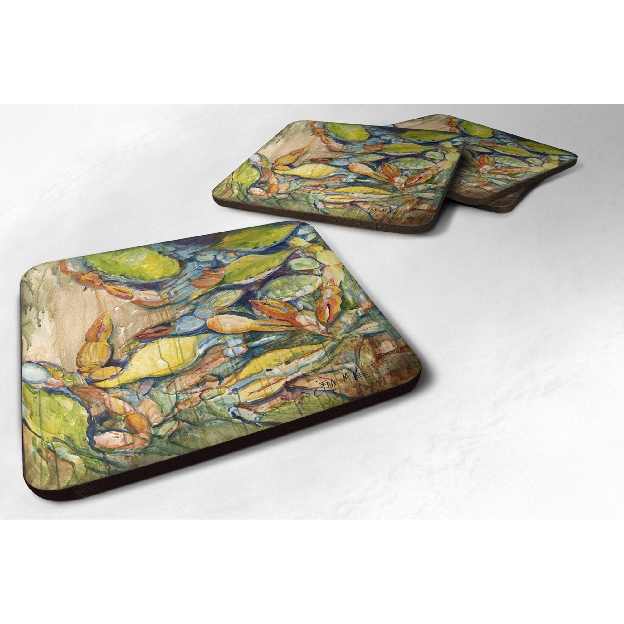 &quotCaroline's Treasures JMK1248FC Jubilee Crabs Foam Coaster (Set of 4), 3.5"" H x 3.5"" W, Multicolor"