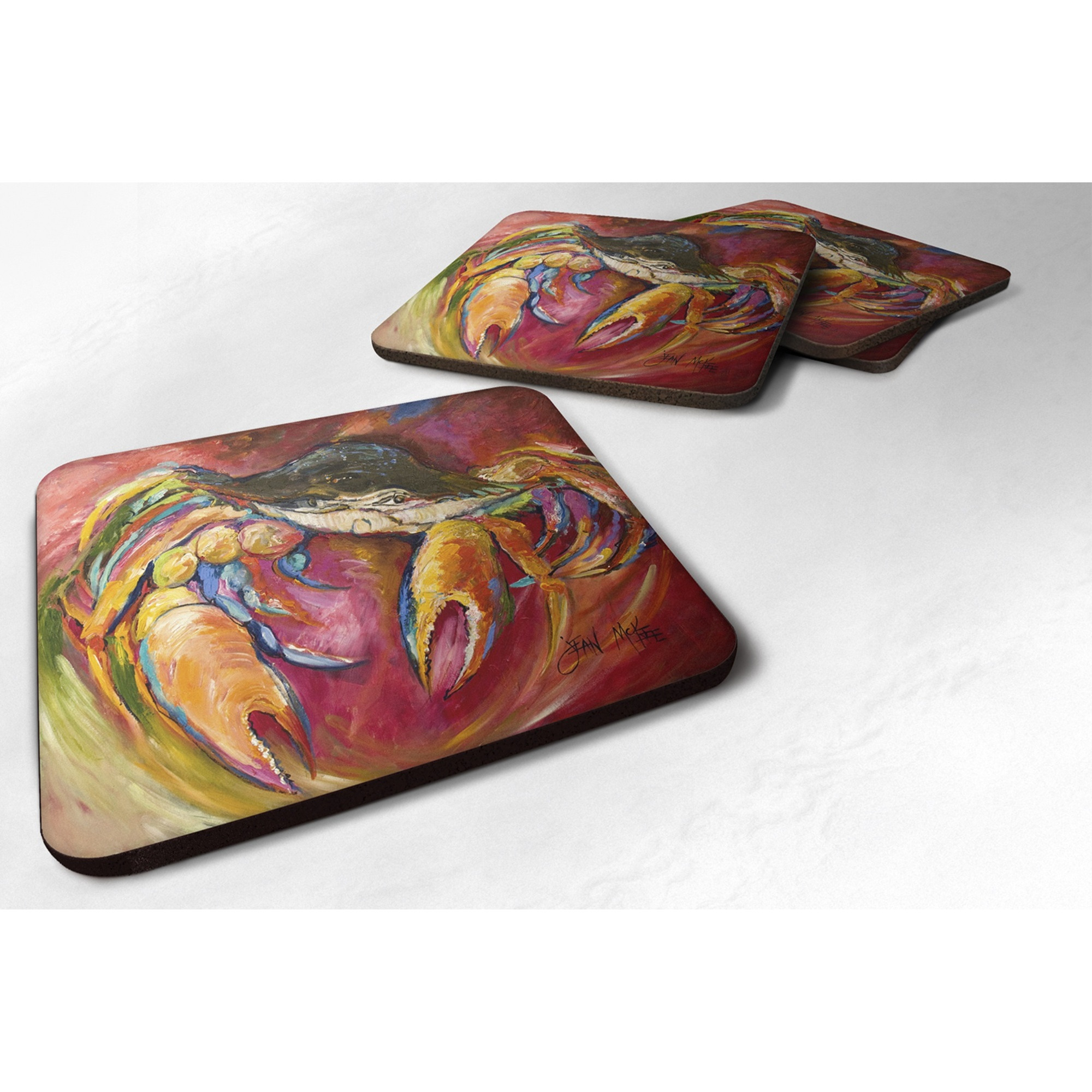 &quotCaroline's Treasures JMK1249FC Crab Stars Foam Coaster (Set of 4), 3.5"" H x 3.5"" W, Multicolor"