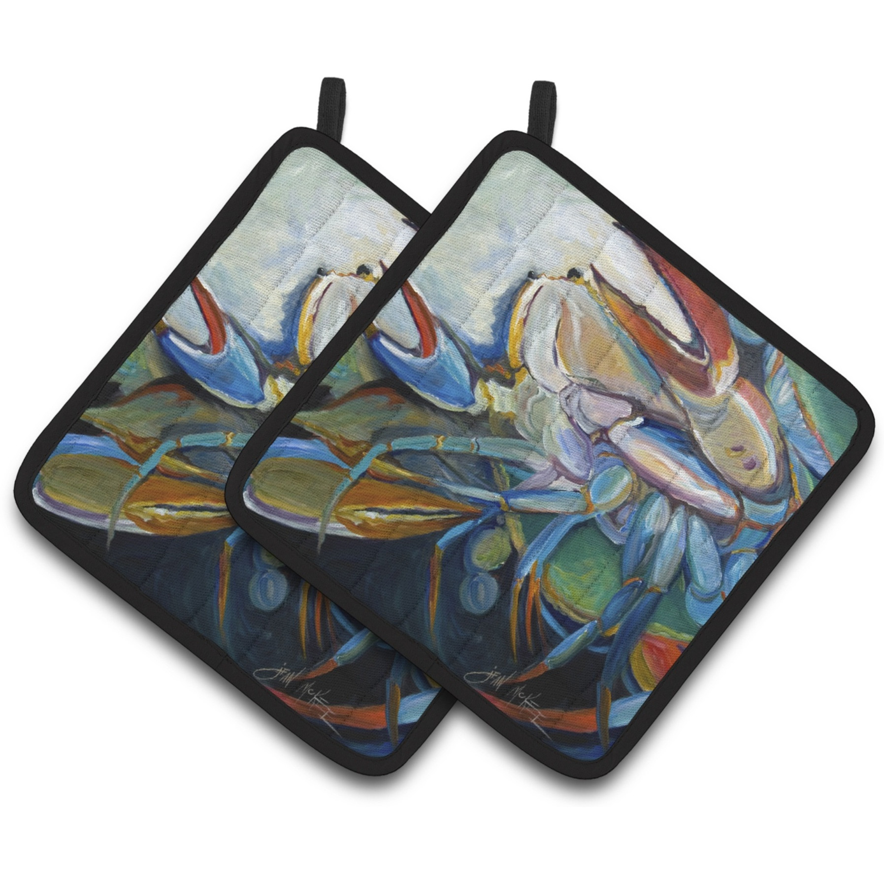 &quotCaroline's Treasures Belly Crab Pair of Pot Holders JMK1253PTHD, 7.5HX7.5W, Multicolor"