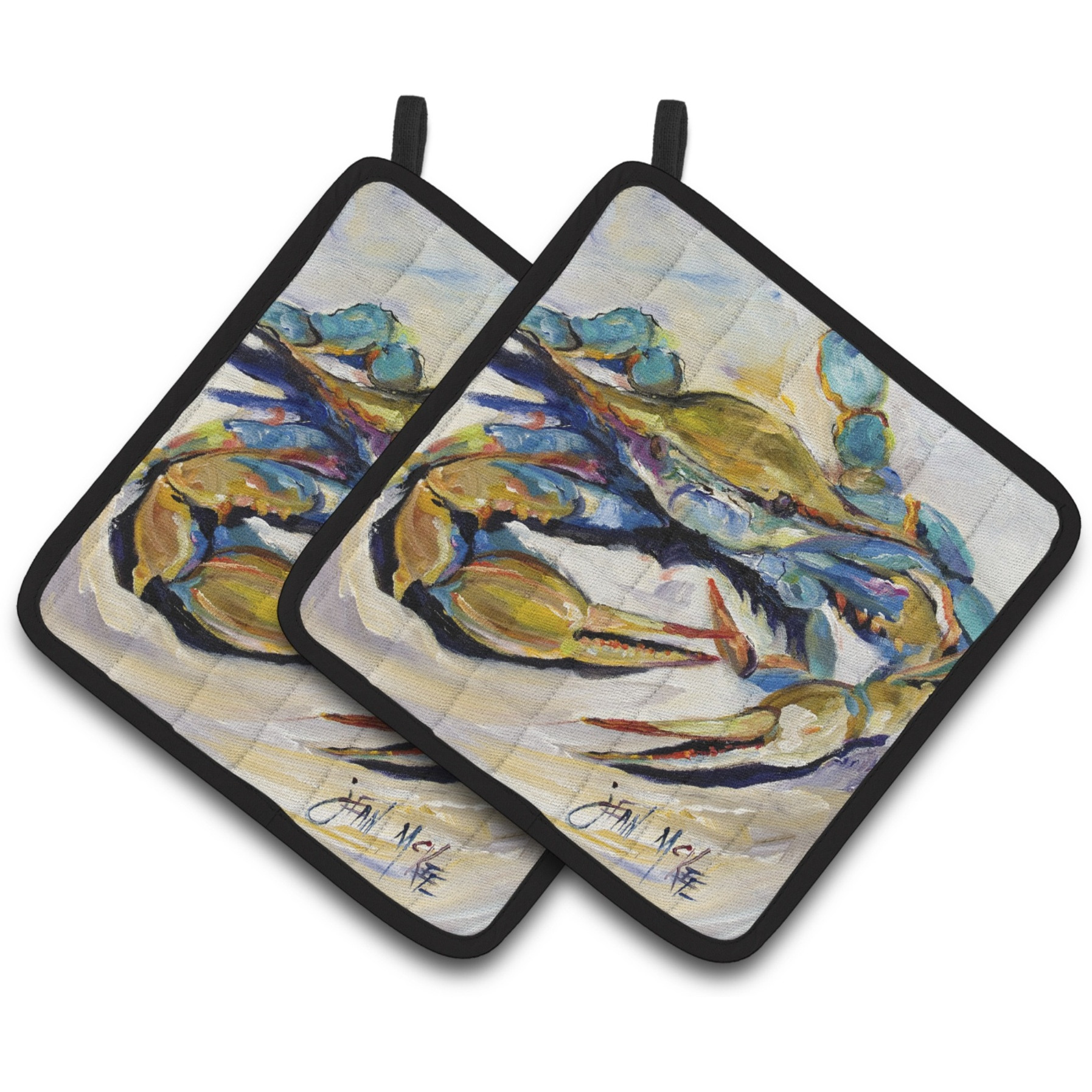 &quotCaroline's Treasures 20 Crab Pair of Pot Holders JMK1255PTHD, 7.5HX7.5W, Multicolor"