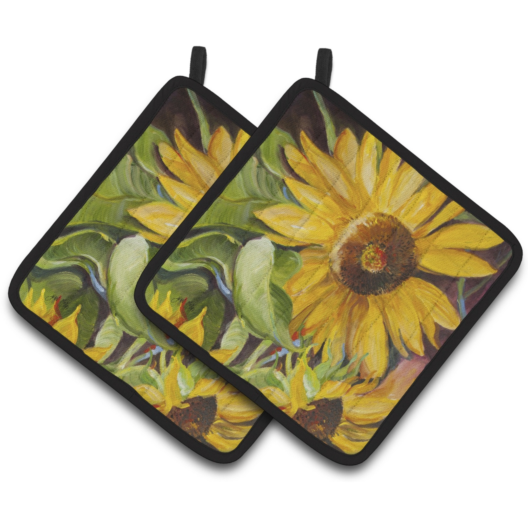 &quotCaroline's Treasures Sunflowers Pair of Pot Holders JMK1265PTHD, 7.5HX7.5W, Multicolor"