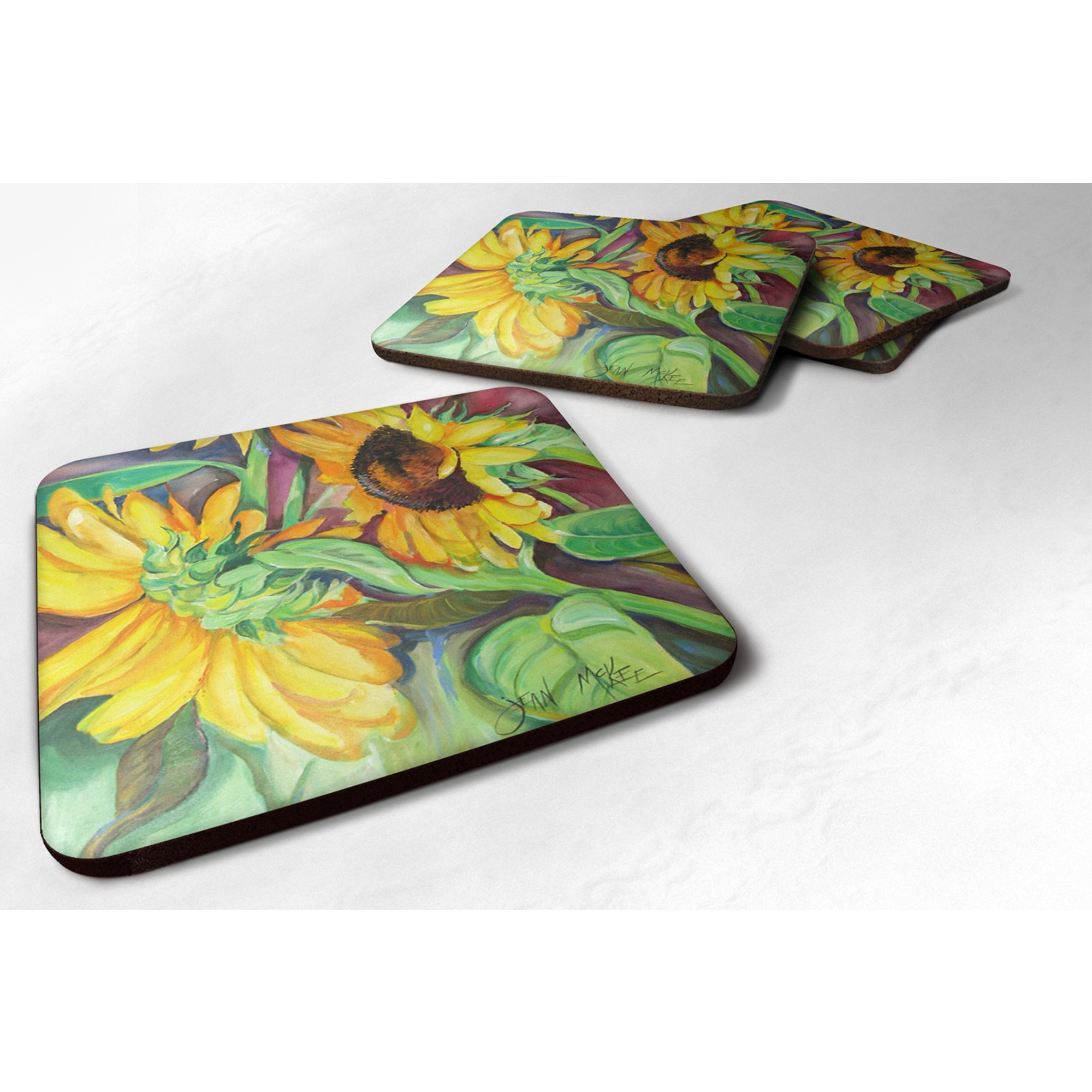 &quotCaroline's Treasures JMK1267FC Sunflowers Foam Coaster (Set of 4), 3.5"" H x 3.5"" W, Multicolor"