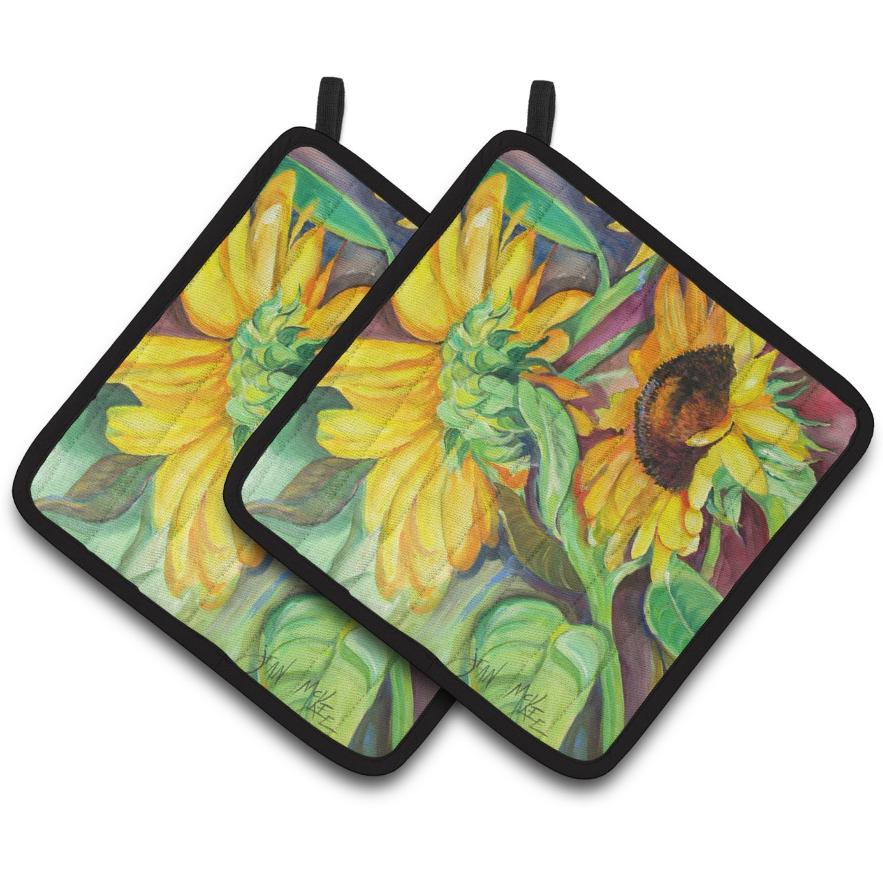 &quotCaroline's Treasures Sunflowers Pair of Pot Holders JMK1267PTHD, 7.5HX7.5W, Multicolor"