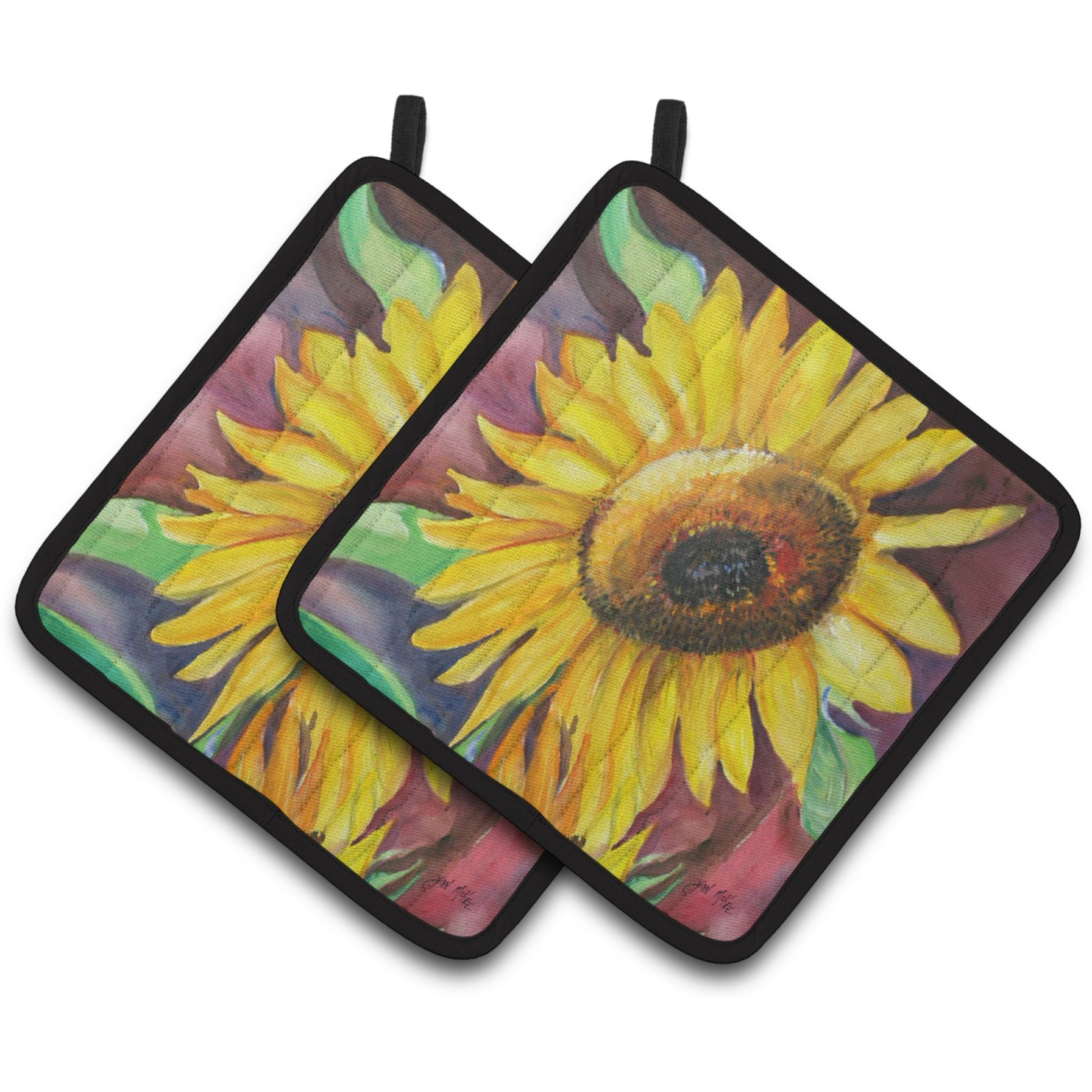 &quotCaroline's Treasures Sunflowers Pair of Pot Holders JMK1268PTHD, 7.5HX7.5W, Multicolor"