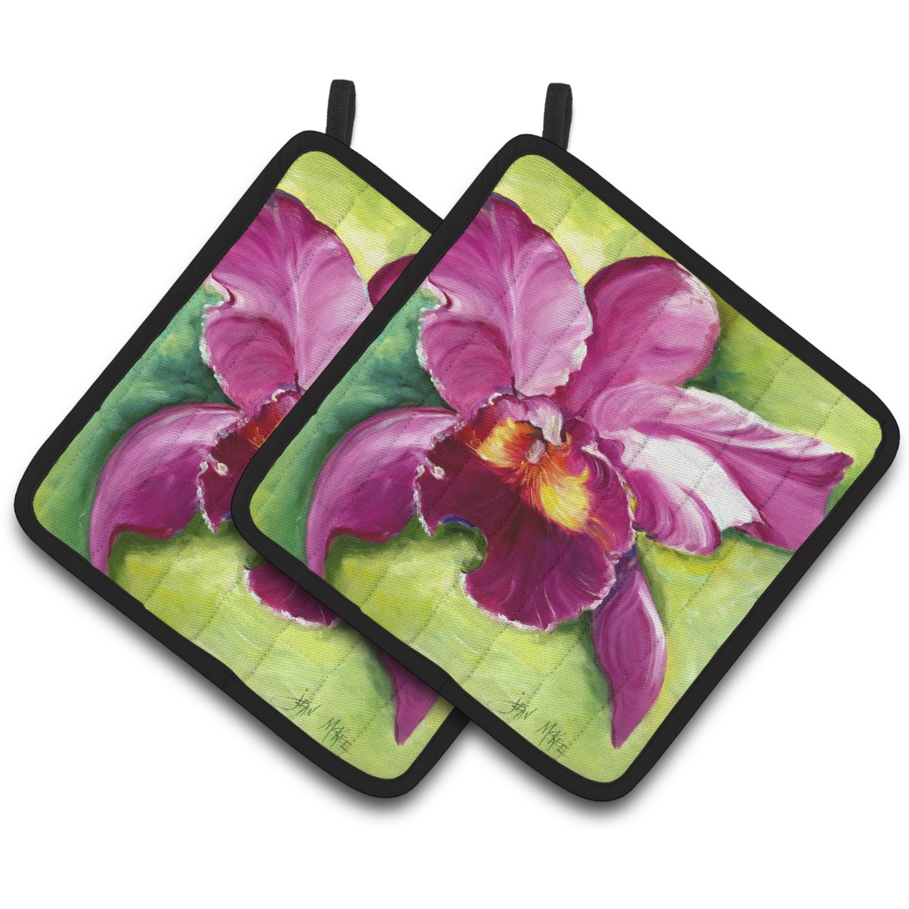 &quotCaroline's Treasures Orchid Pair of Pot Holders JMK1270PTHD, 7.5HX7.5W, Multicolor"