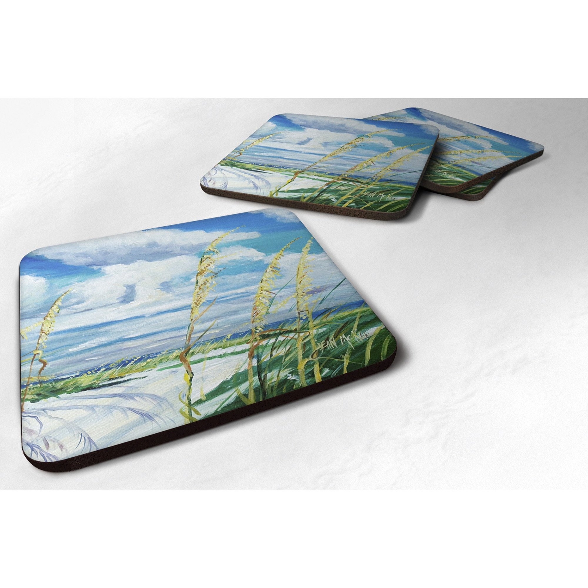 &quotCaroline's Treasures JMK1271FC Sea Oats Foam Coaster (Set of 4), 3.5"" H x 3.5"" W, Multicolor"