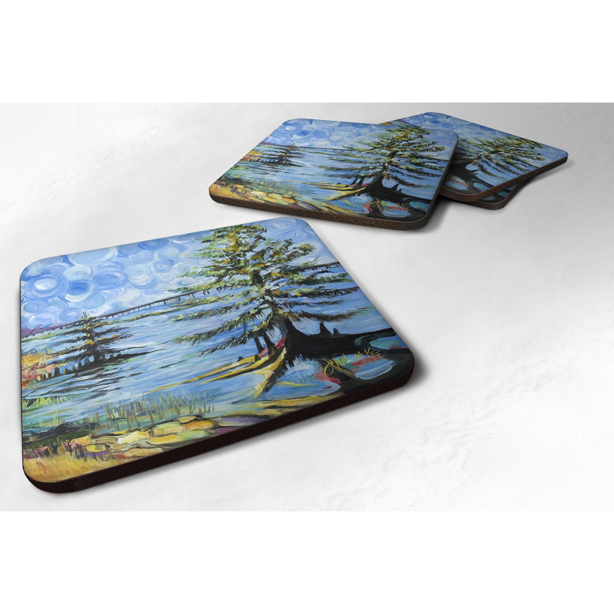 &quotCaroline's Treasures JMK1275FC Life on the Causeway Foam Coaster (Set of 4), 3.5"" H x 3.5"" W, Multicolor"