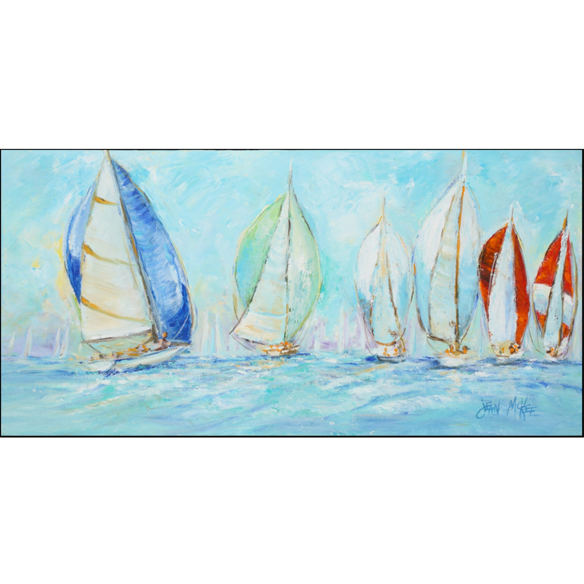 &quotCaroline's Treasures Sailboats Regatta Floor Runner, 28"" x 58"", Multicolor"