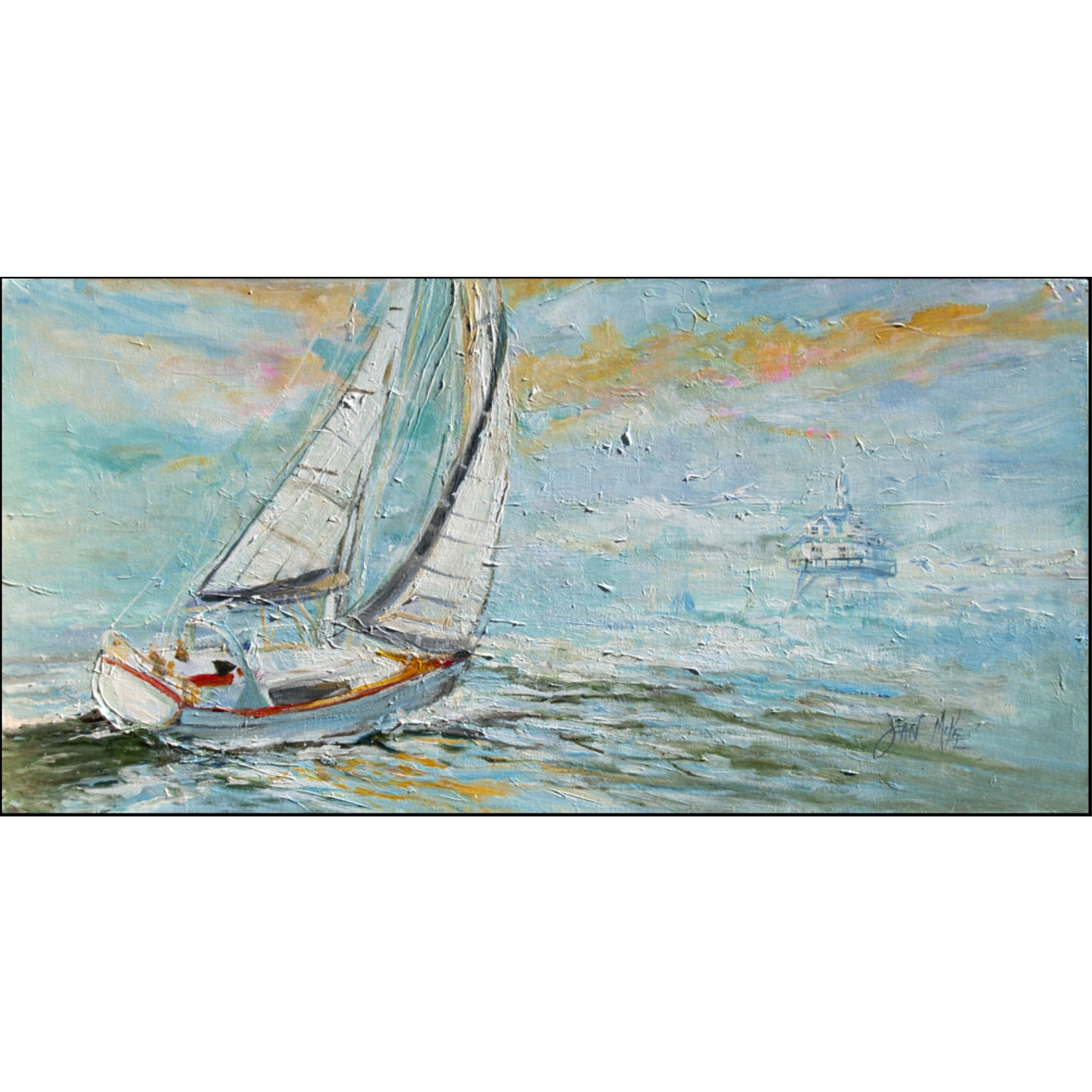&quotCaroline's Treasures Sailboats Sailing To Middle Bay Floor Runner 28"" x 58"" Multicolor"