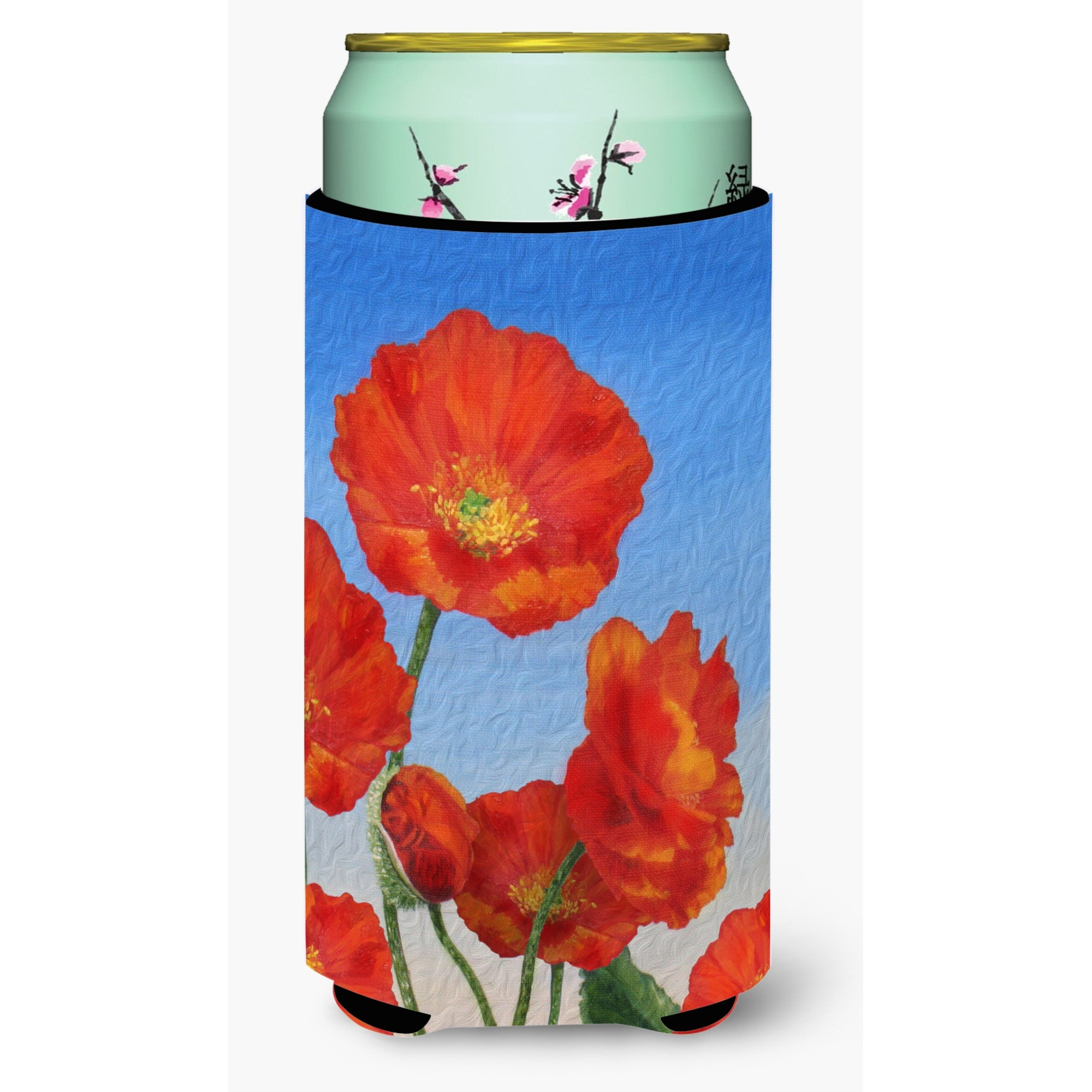 &quotCaroline's Treasures Poppies by Sinead Jones Tall Boy Koozie Hugger, Multicolor"