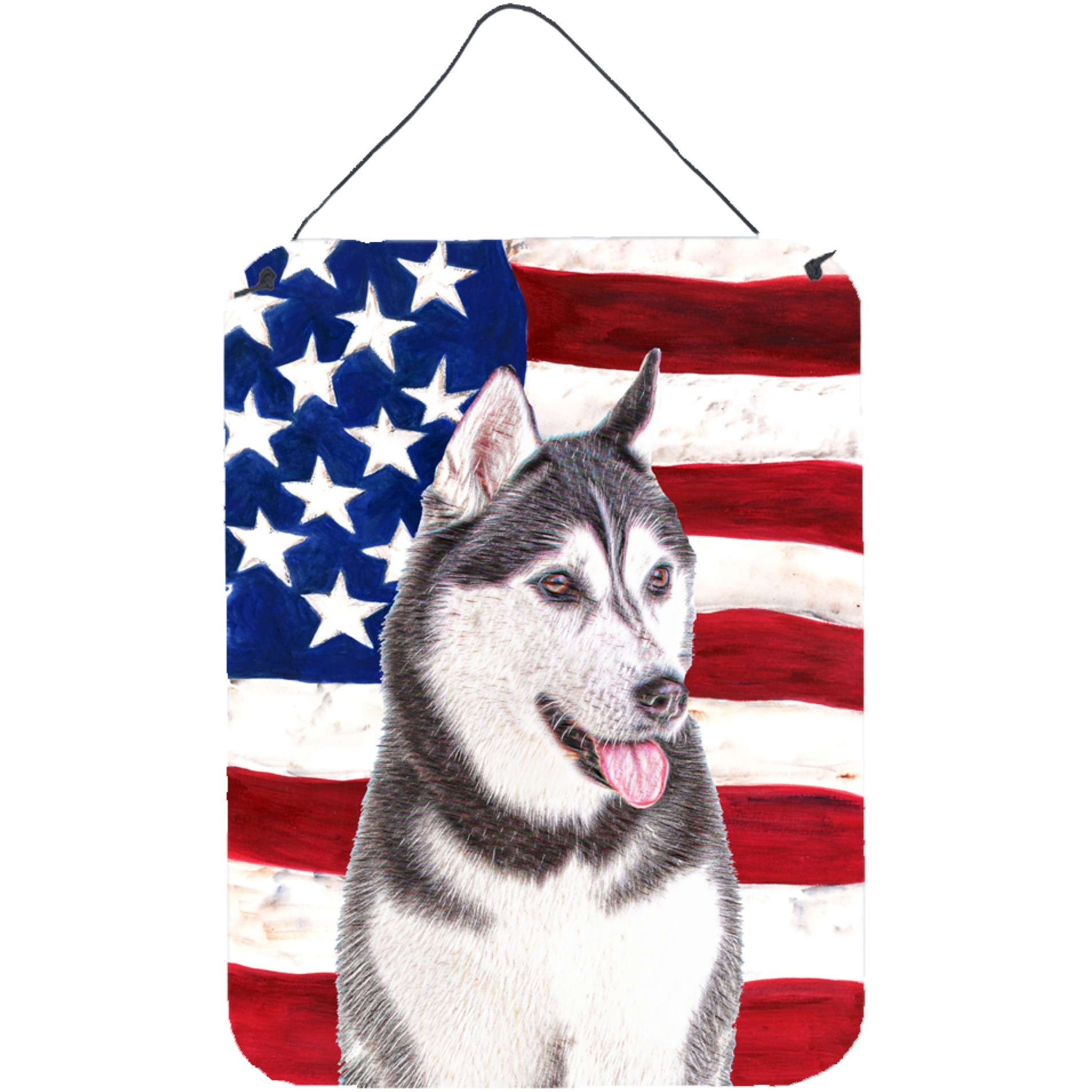 &quotCaroline's Treasures Usa American Flag with Alaskan Malamute Wall or Door Hanging Prints, 16"" x 12"""